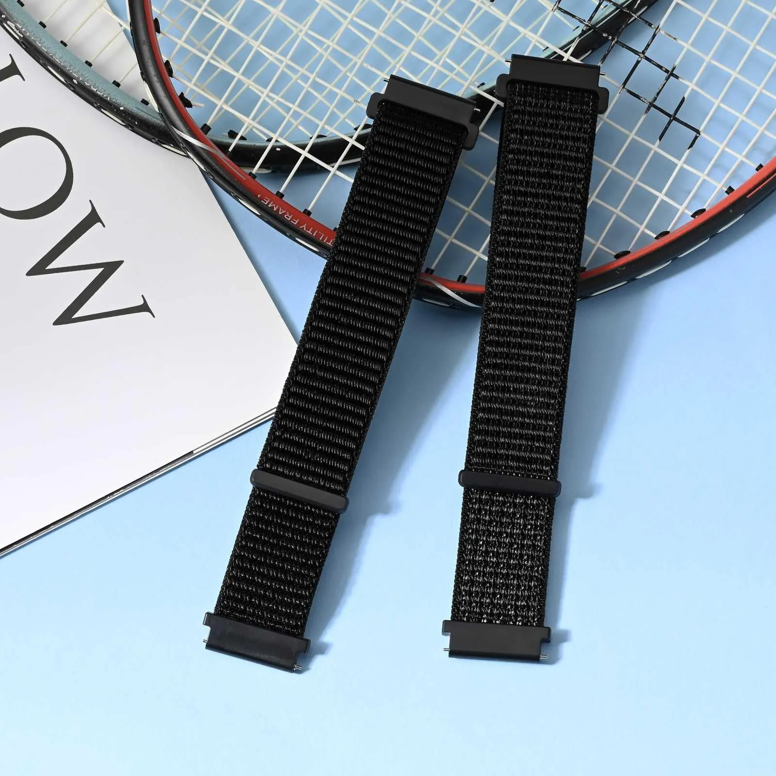 ANNEFIT Cinturino in Nylon 20mm, Set da 2 Pezzi Regolabile Sport a Sgancio Rapido (Nero e Nero Riflettente) - immagine 7