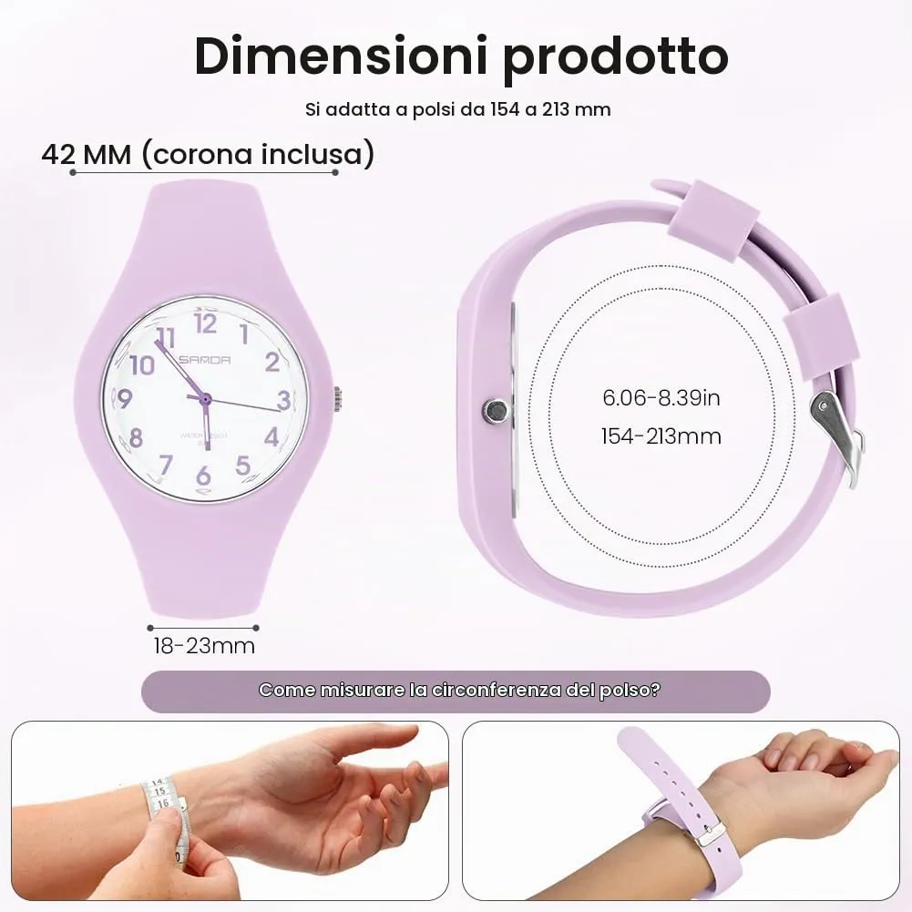 AOOSU Orologio Digitale Sportivo da Donna, Cinturino in Silicone, Impermeabile 30M (Viola Taro) - immagine 2