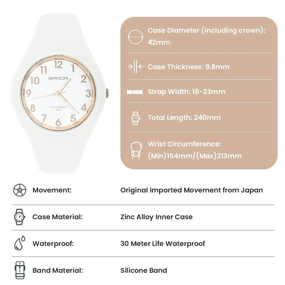 AOOSU Orologio Digitale da Donna, Cinturino in Silicone, Resistente all'Acqua 30 Metri (Oro Bianco) - immagine 4