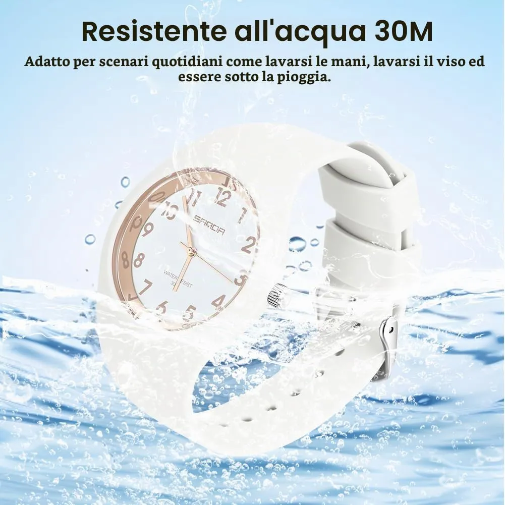 AOOSU Orologio Digitale da Donna, Cinturino in Silicone, Resistente all'Acqua 30 Metri (Oro Bianco) - immagine 5