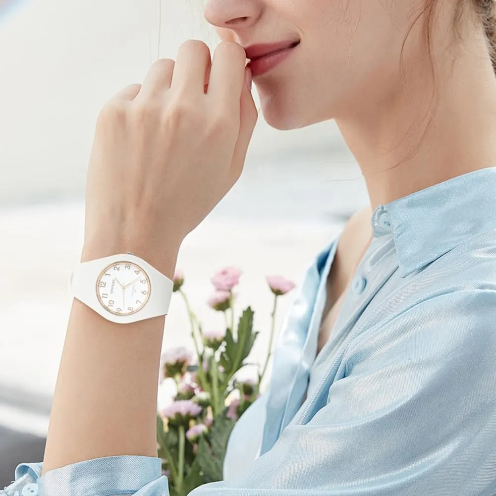 AOOSU Orologio Digitale da Donna, Cinturino in Silicone, Resistente all'Acqua 30 Metri (Oro Bianco) - immagine 7