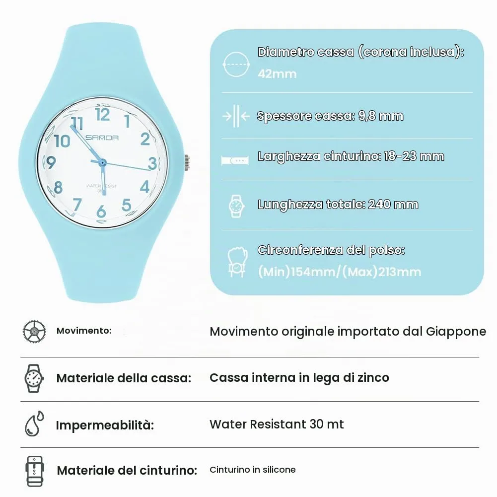 AOOSU Orologio Digitale da Donna, Cinturino in Silicone, Resistente all'Acqua 30 Metri (Blu Nebbia) - immagine 3