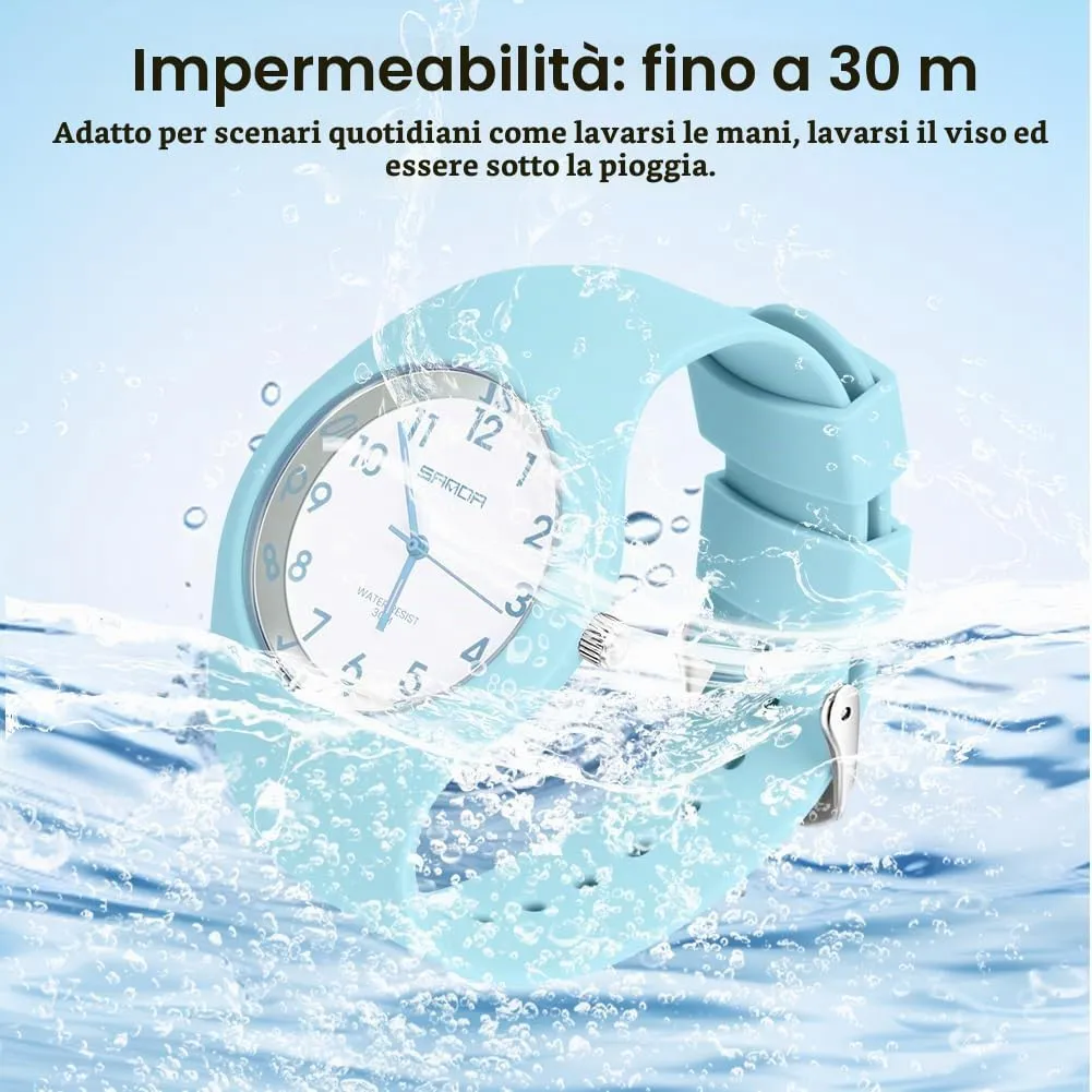 AOOSU Orologio Digitale da Donna, Cinturino in Silicone, Resistente all'Acqua 30 Metri (Blu Nebbia) - immagine 4