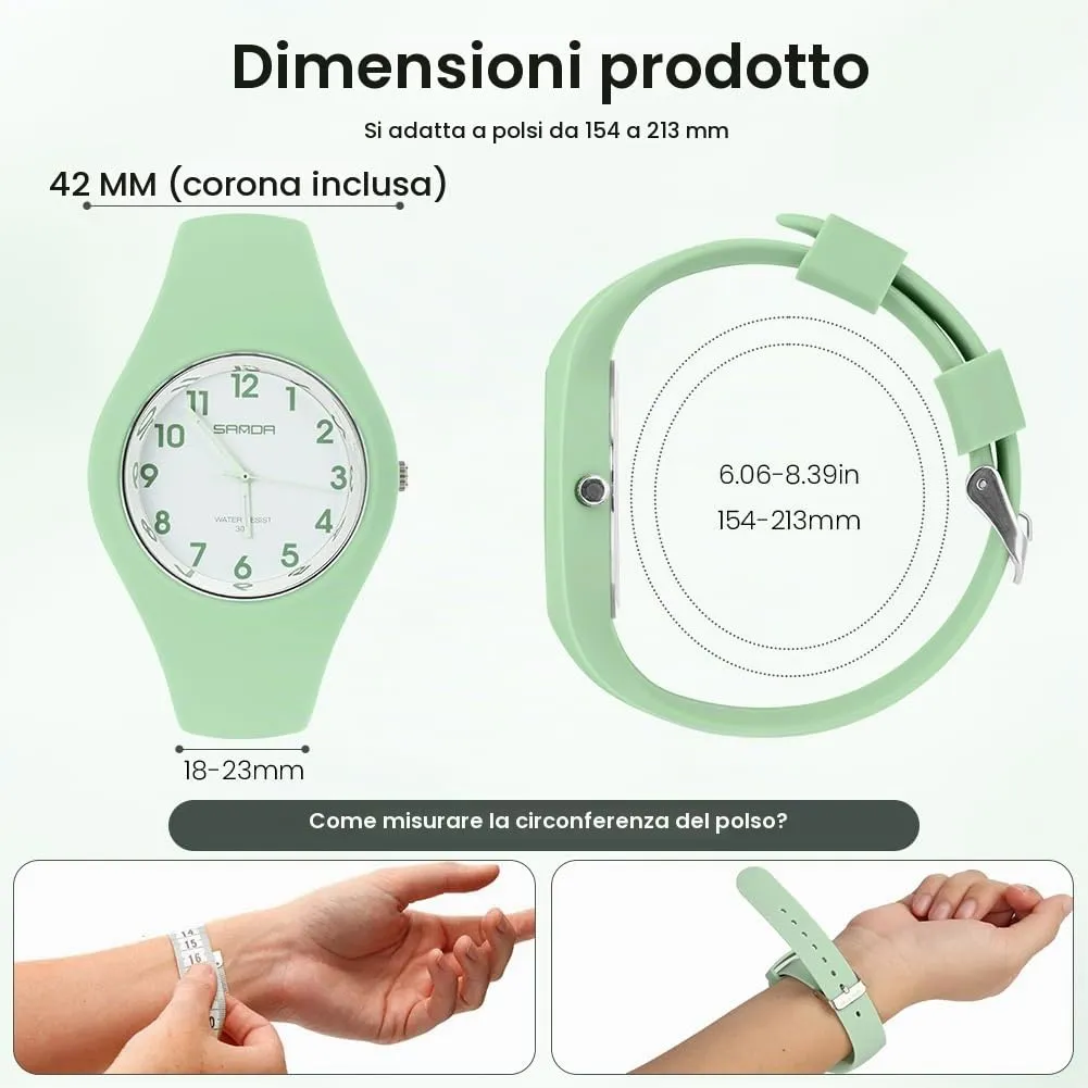 AOOSU Orologio Digitale da Donna, Cinturino in Silicone, Resistente all'Acqua 30 Metri (Verde Matcha) - immagine 2
