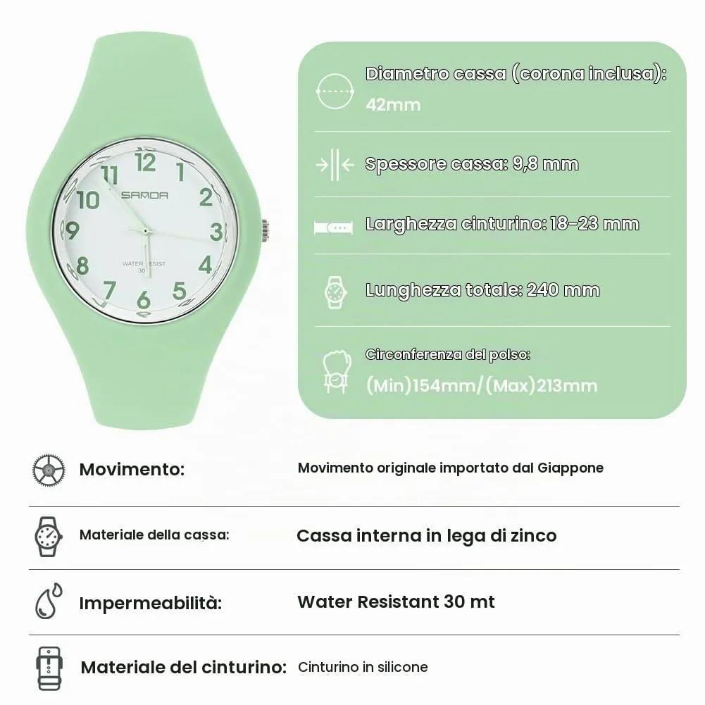 AOOSU Orologio Digitale da Donna, Cinturino in Silicone, Resistente all'Acqua 30 Metri (Verde Matcha) - immagine 4