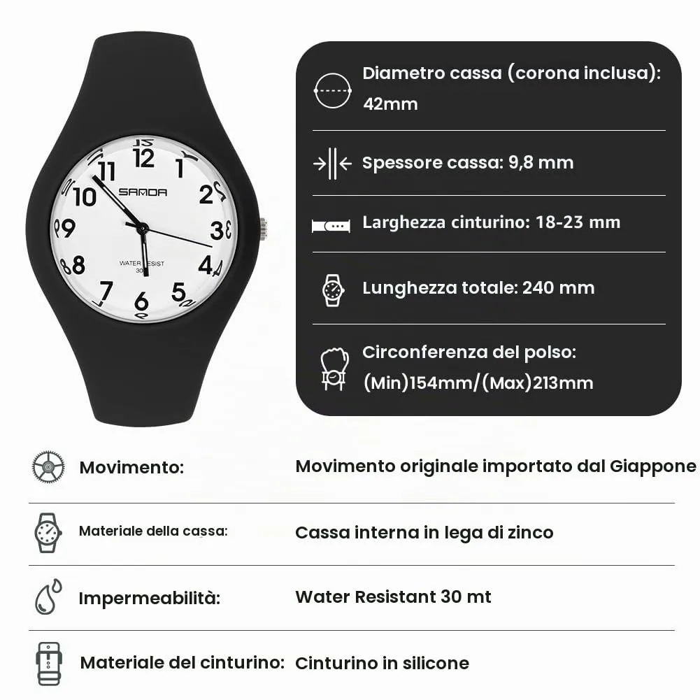 AOOSU Orologio Digitale Sportivo da Donna, Cinturino in Silicone, Resistente all'Acqua 30 Metri (Bianco e Nero) - immagine 3