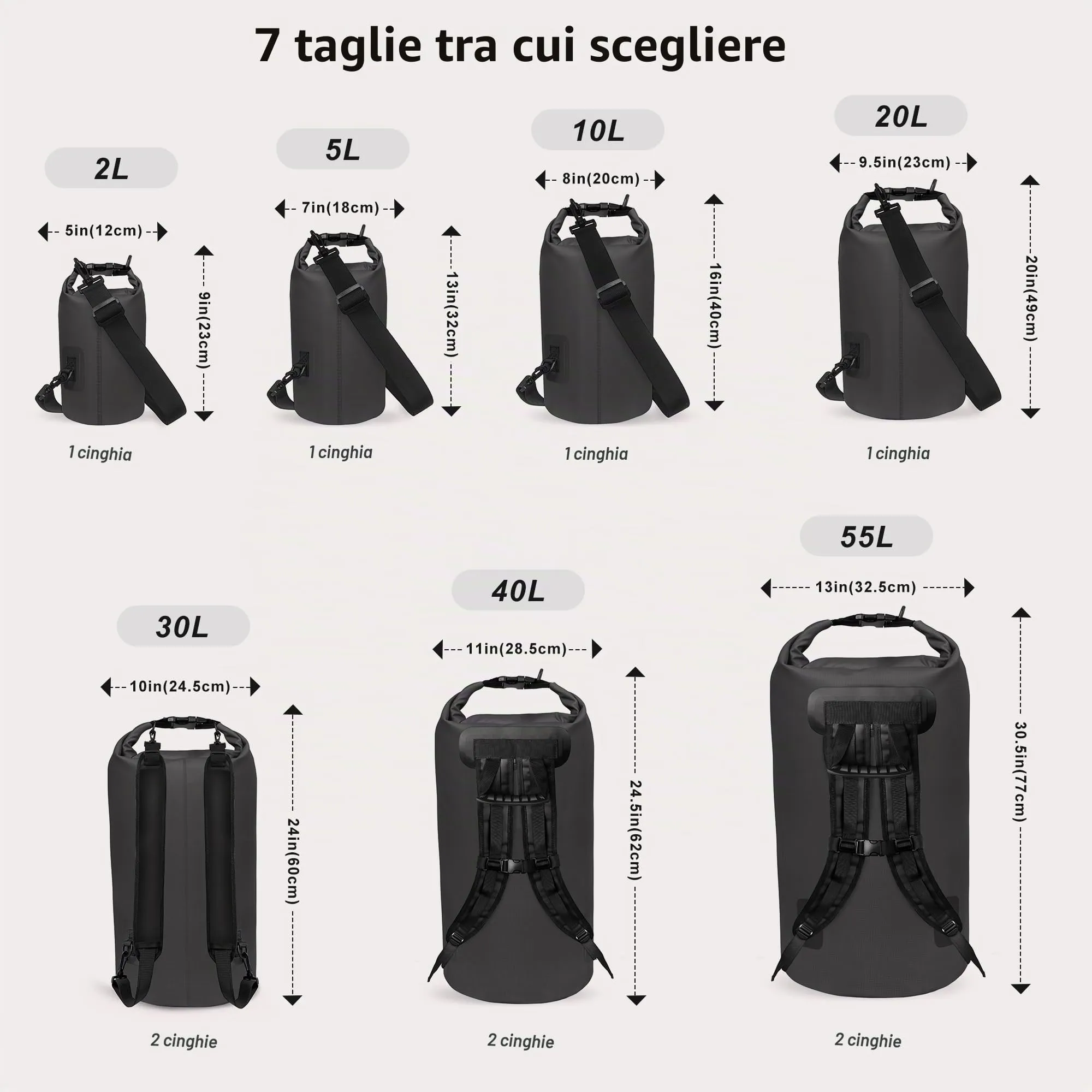 Unigear Borsa Impermeabile Sacca Stagna Dry Bag 55L - immagine 2