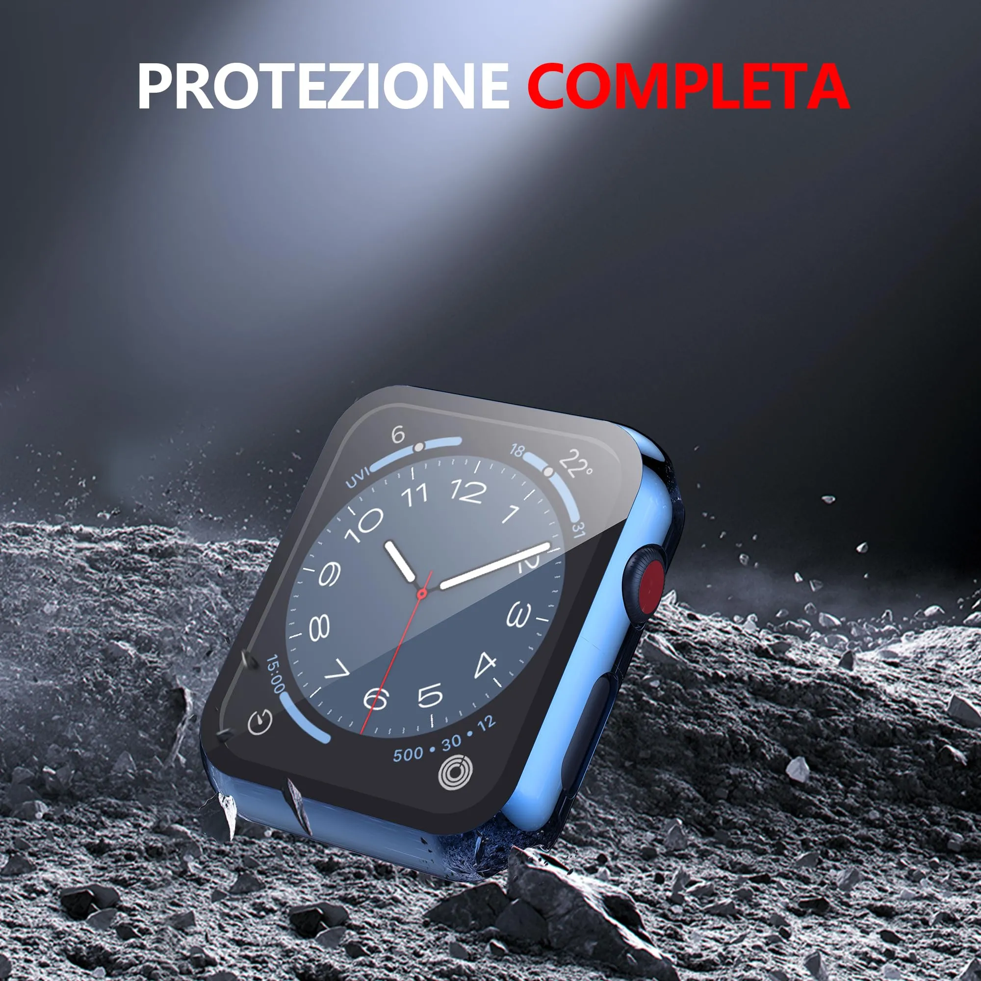 Misxi Cover PC con Vetro Temperato per Apple Watch Serie 3 Serie 2 38mm, 1 Blu + 1 Trasparente - immagine 7
