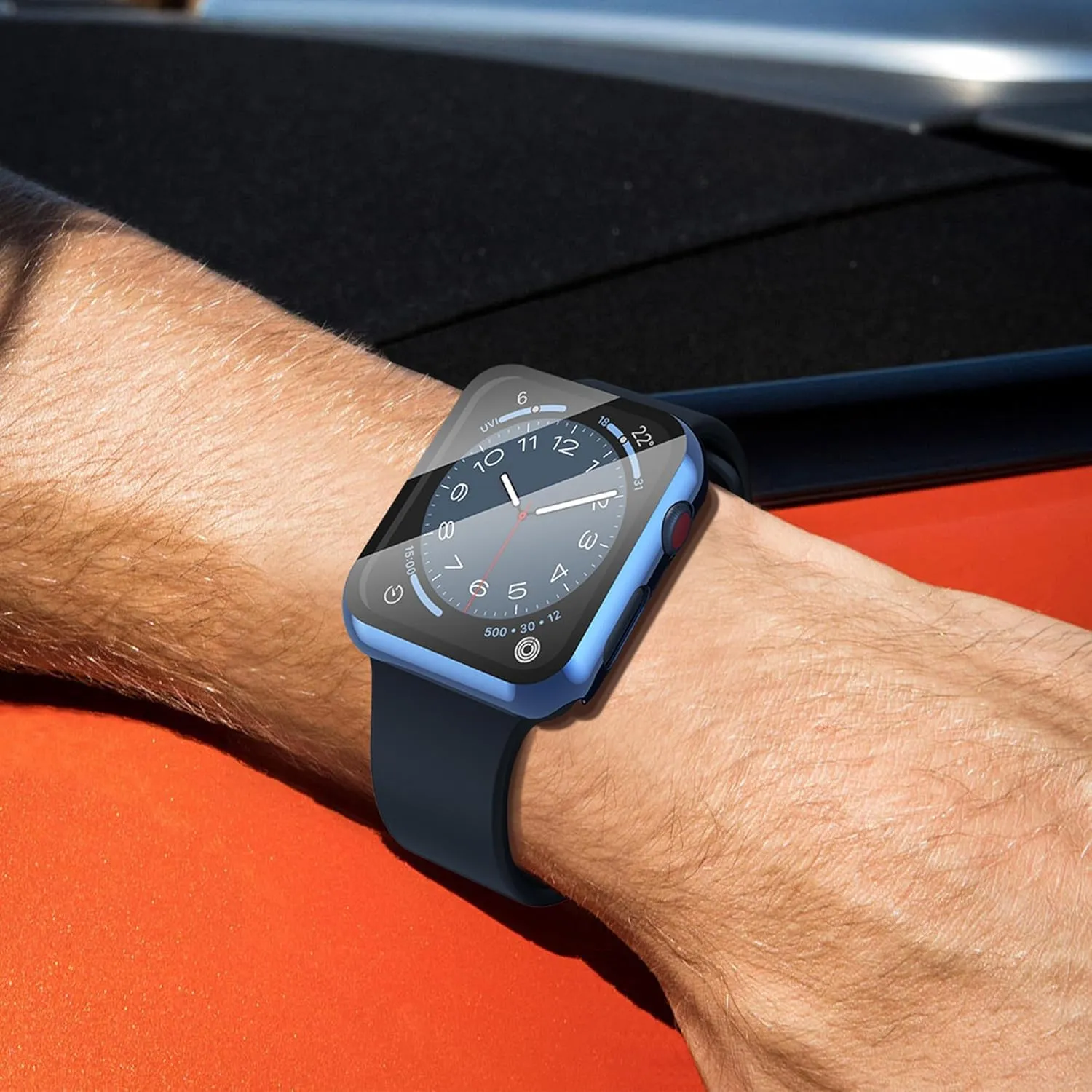 Misxi Cover PC con Vetro Temperato per Apple Watch Serie 3 Serie 2 38mm, 1 Blu + 1 Trasparente - immagine 9
