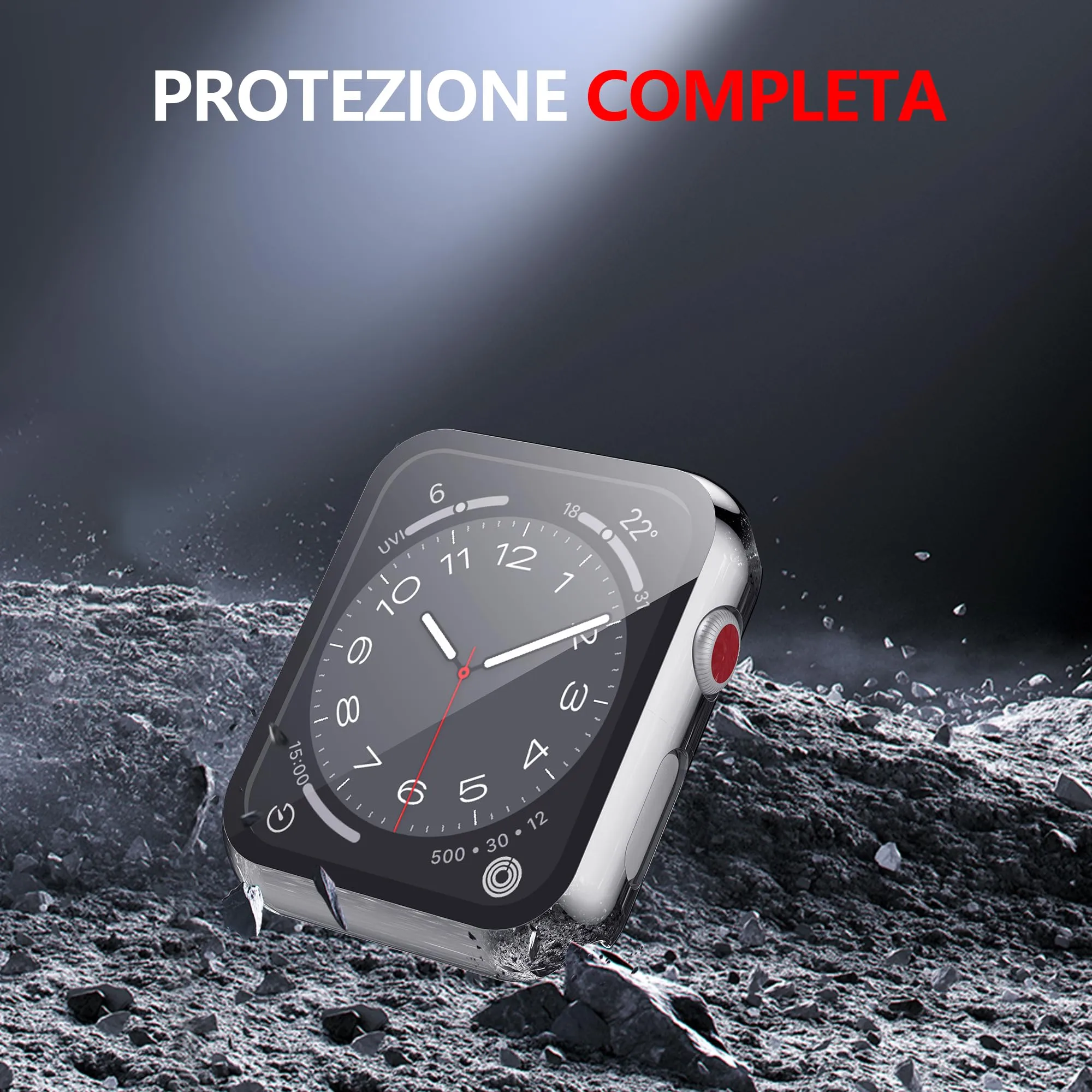 Misxi Cover PC con Protezione Schermo in Vetro Temperato per Apple Watch Serie 3 Serie 2 42mm, 1 Argento + 1 Trasparente - immagine 7