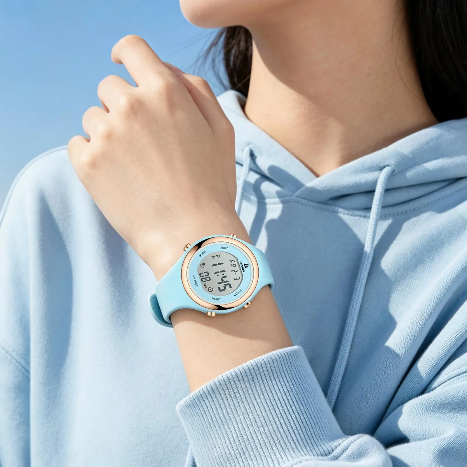 LN LENQIN Orologio Digitale da Donna Sportivo Cinturino Silicone 3ATM - immagine 5