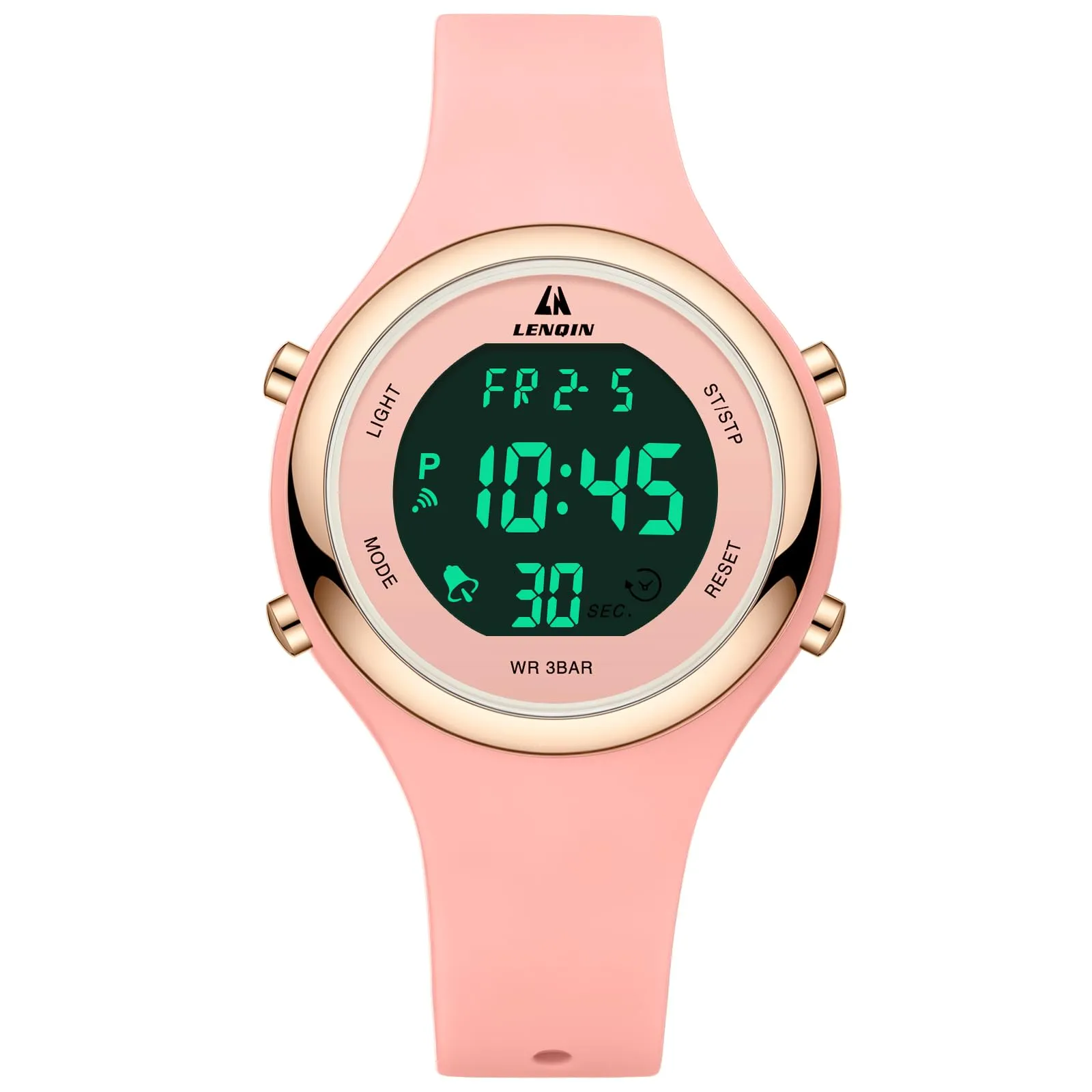 LN LENQIN Orologio Digitale da Donna Sportivo, Cinturino in Silicone, 3ATM, Rosa, R046 - immagine 2