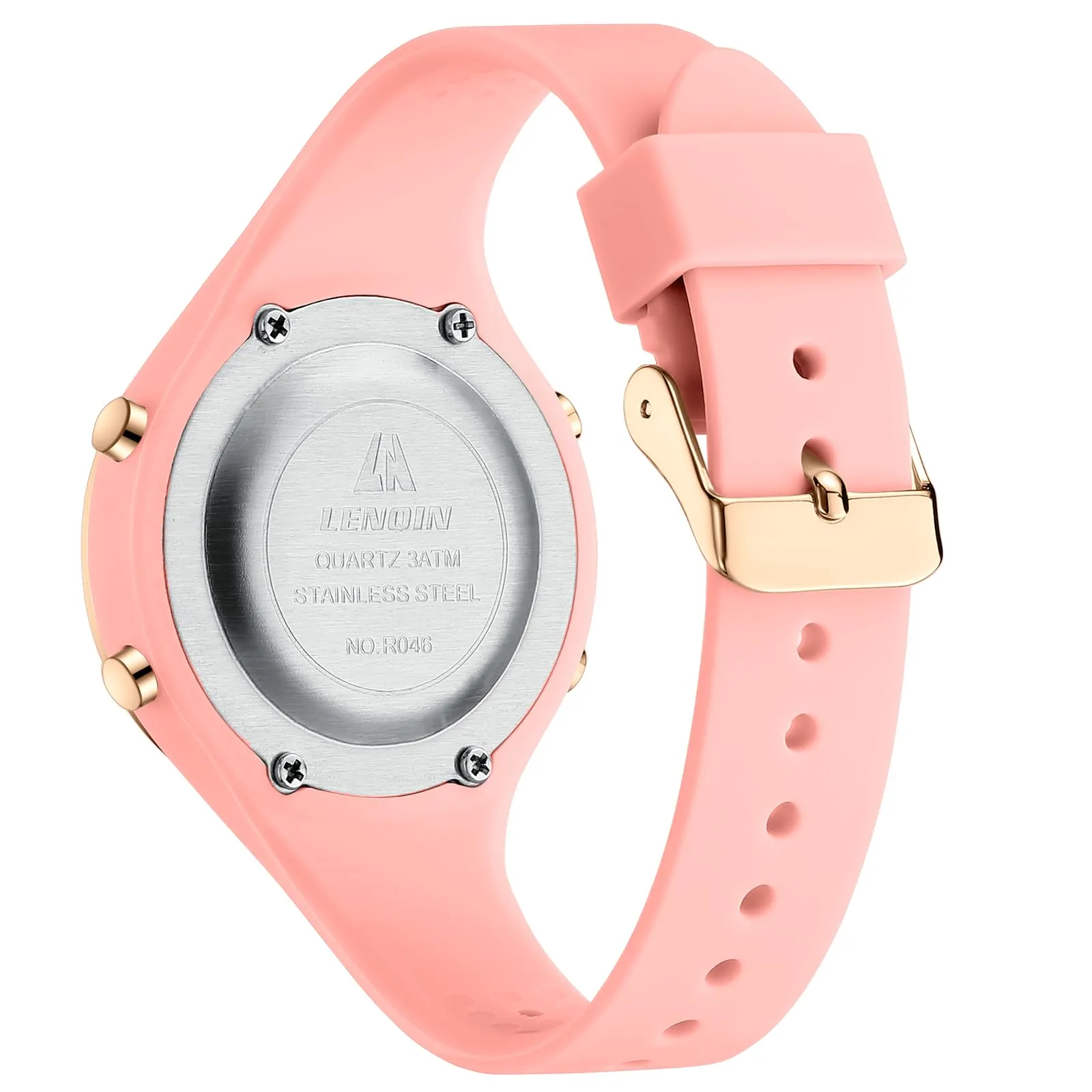 LN LENQIN Orologio Digitale da Donna Sportivo, Cinturino in Silicone, 3ATM, Rosa, R046 - immagine 3