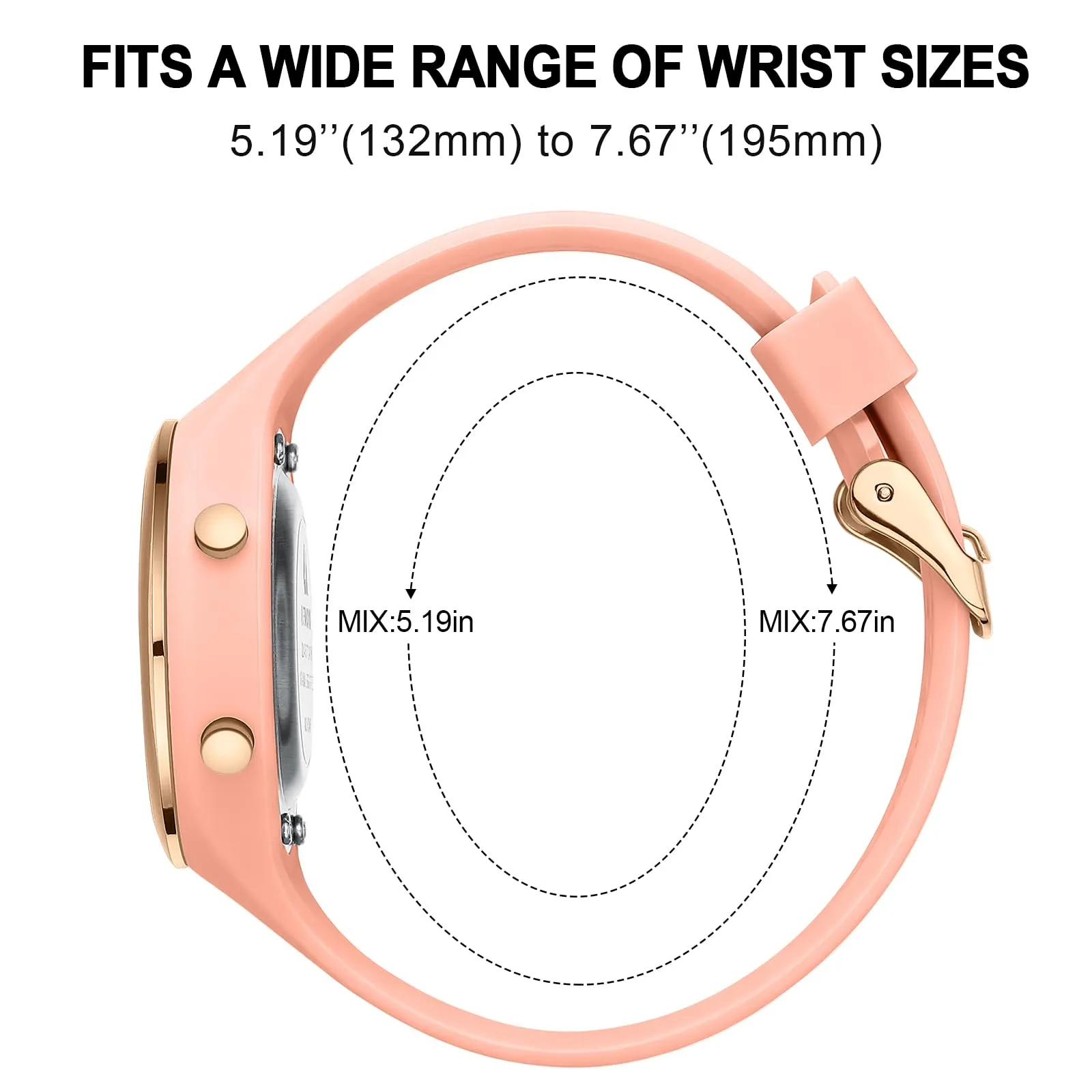 LN LENQIN Orologio Digitale da Donna Sportivo, Cinturino in Silicone, 3ATM, Rosa, R046 - immagine 4