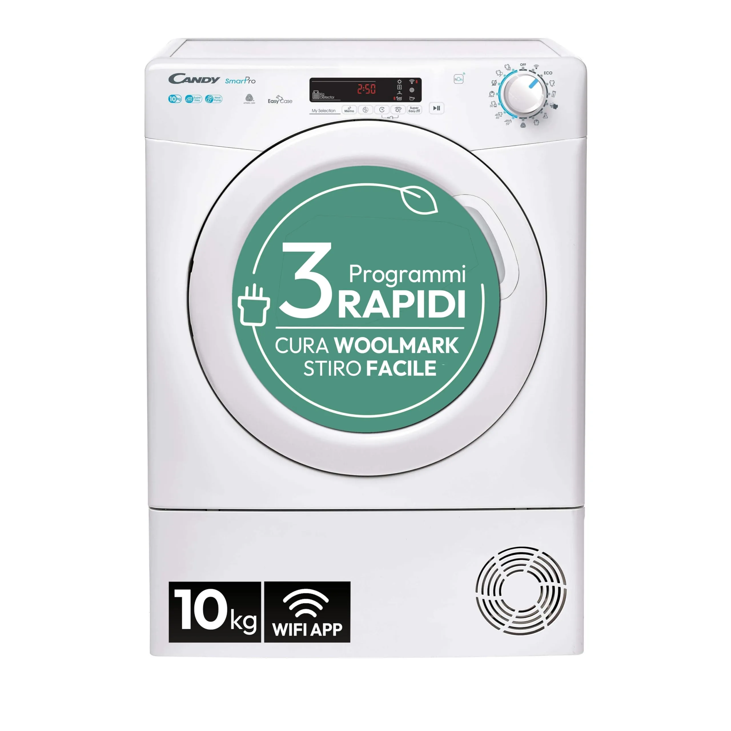 Candy Smart Pro Asciugatrice a Pompa di Calore 10 Kg, Wi-Fi, Bianca - CSOE H10A2DE-S - immagine 1