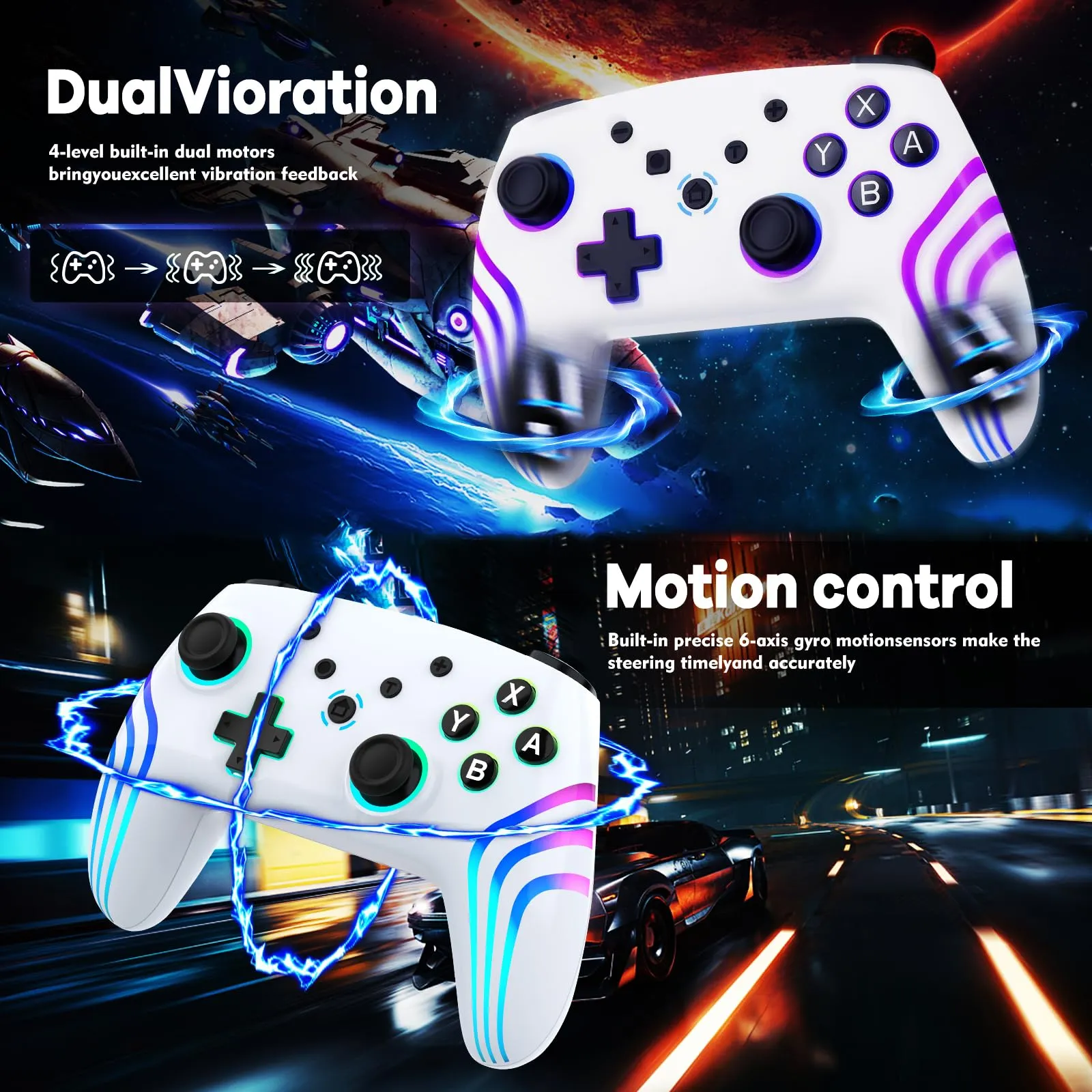 MYSTILUCK Controller Pro Wireless per Switch, Switch 2, Lite, OLED, PC, Bianco - immagine 6