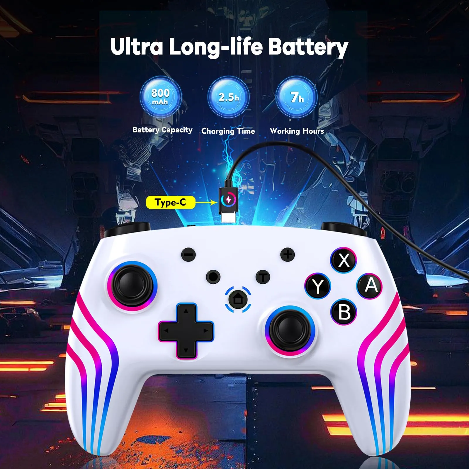 MYSTILUCK Controller Pro Wireless per Switch, Switch 2, Lite, OLED, PC, Bianco - immagine 7