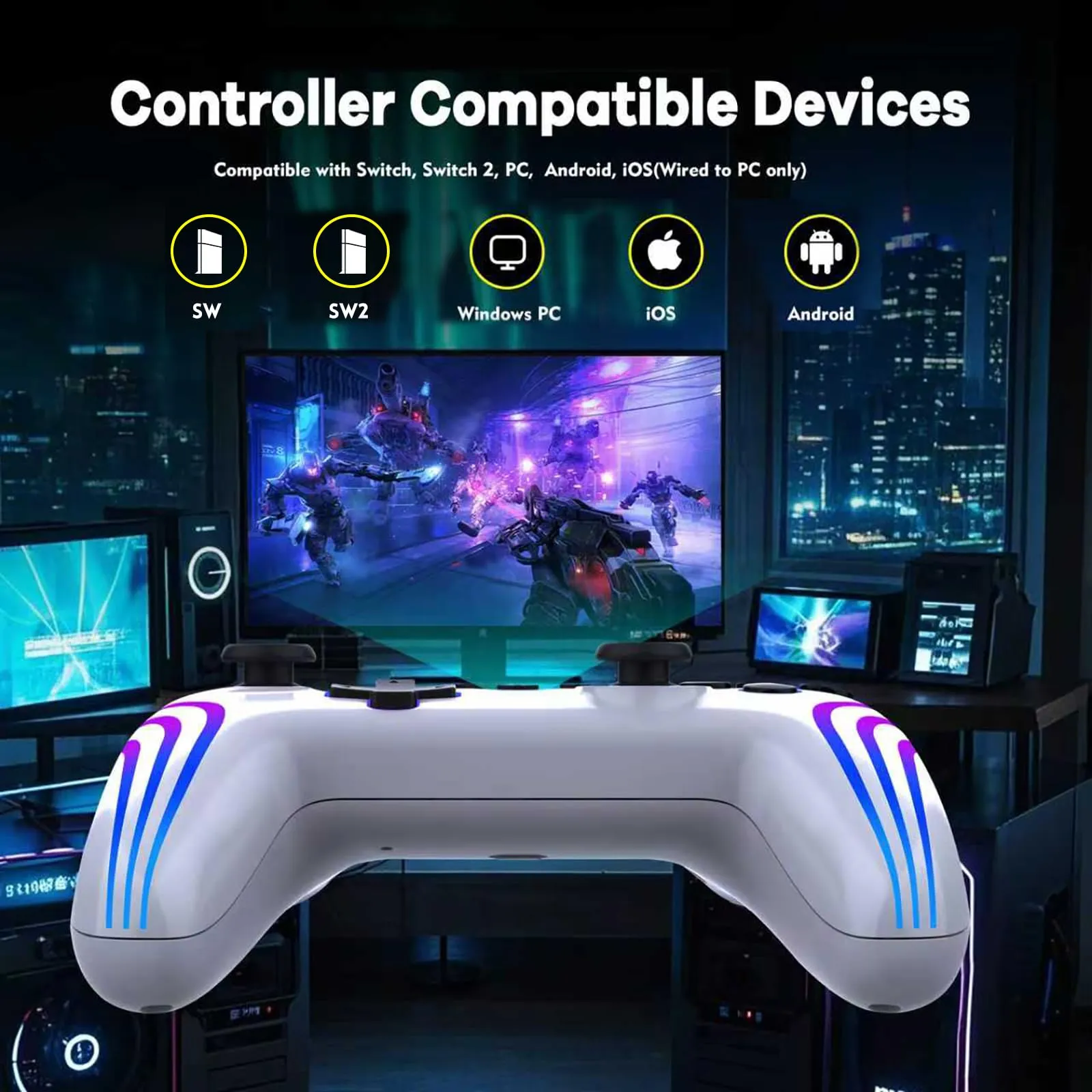 MYSTILUCK Controller Pro Wireless per Switch, Switch 2, Lite, OLED, PC, Bianco - immagine 8