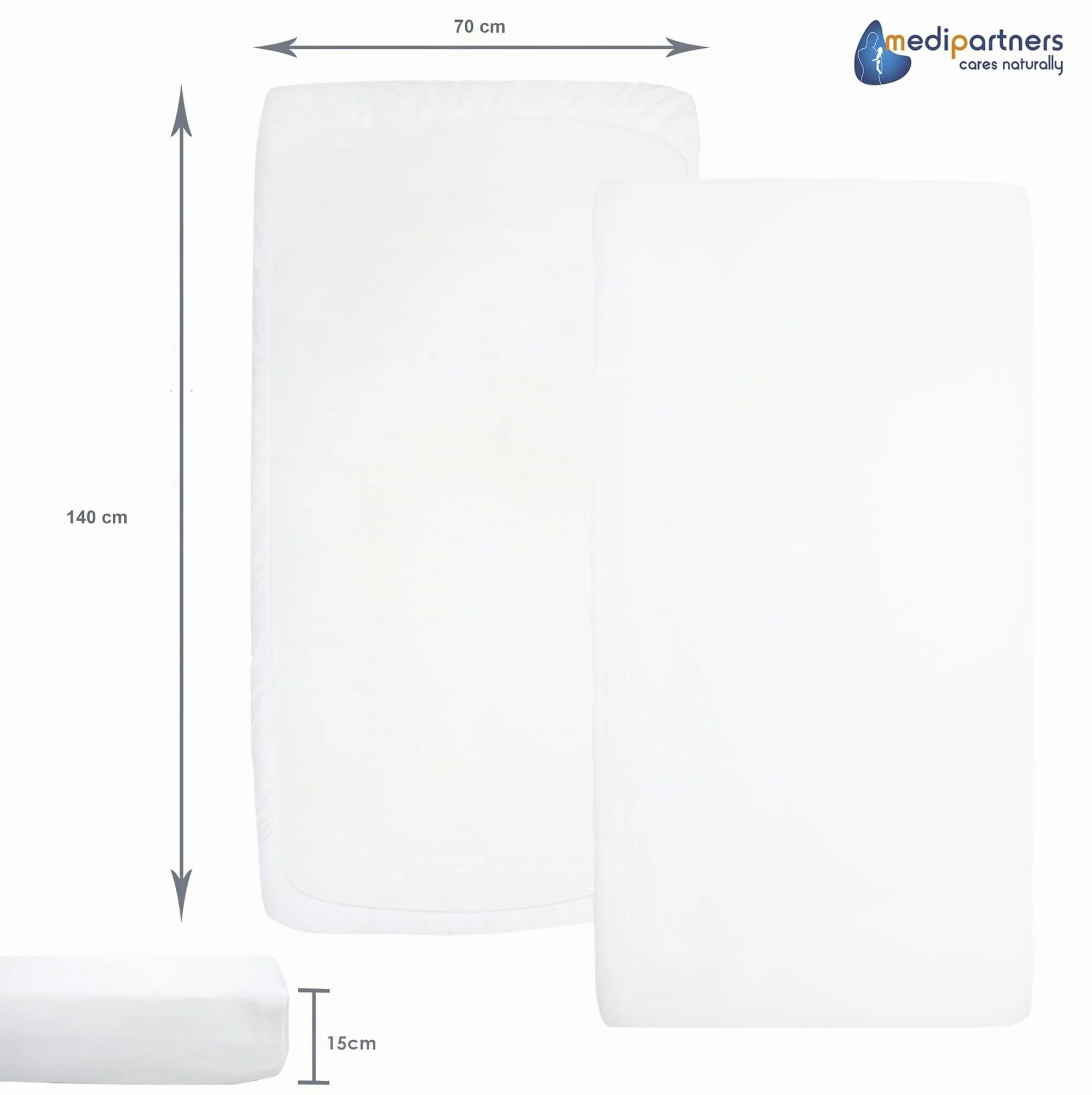 Medi Partners Lenzuola Lettino Neonato 70x140, 100% Cotone con Angoli, Bianco - immagine 3