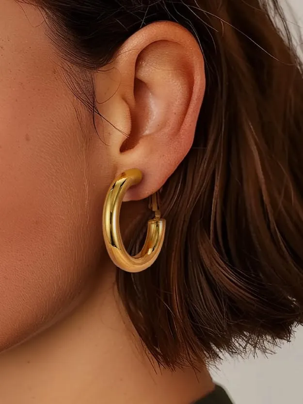 PROSTEEL Orecchini a Cerchio 30mm Oro - immagine 2