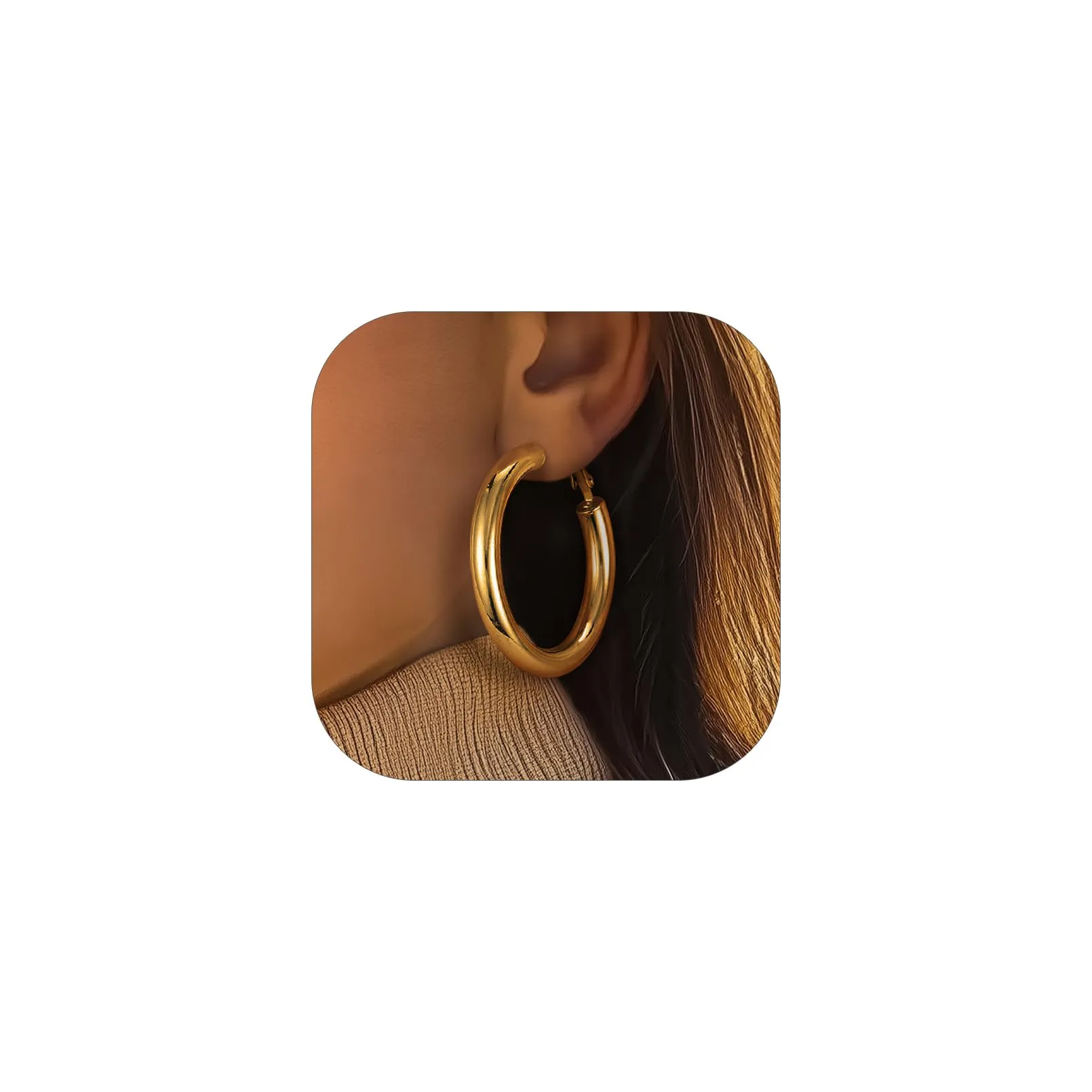 PROSTEEL Orecchini a Cerchio Oro 40mm Donna Anallergici - immagine 1