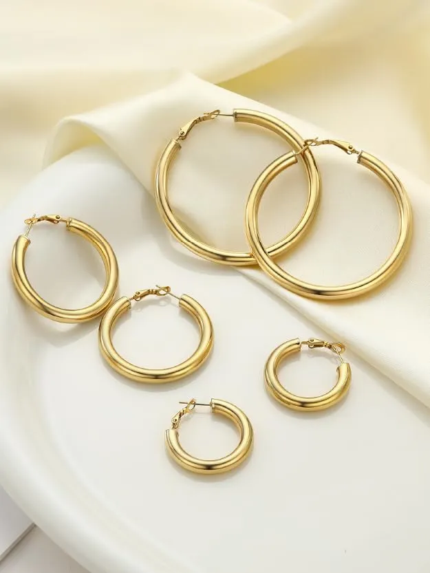 PROSTEEL Orecchini a Cerchio 80mm Oro - immagine 7