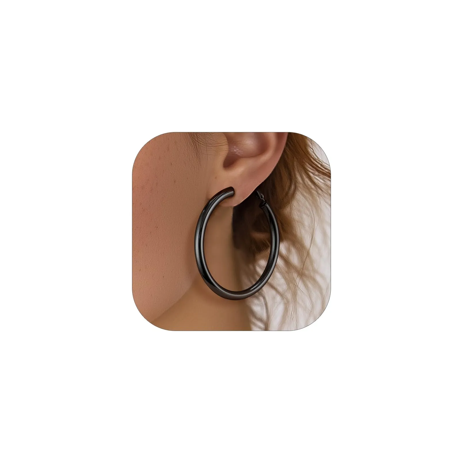 PROSTEEL Orecchini a Cerchio 60mm Nero - immagine 1