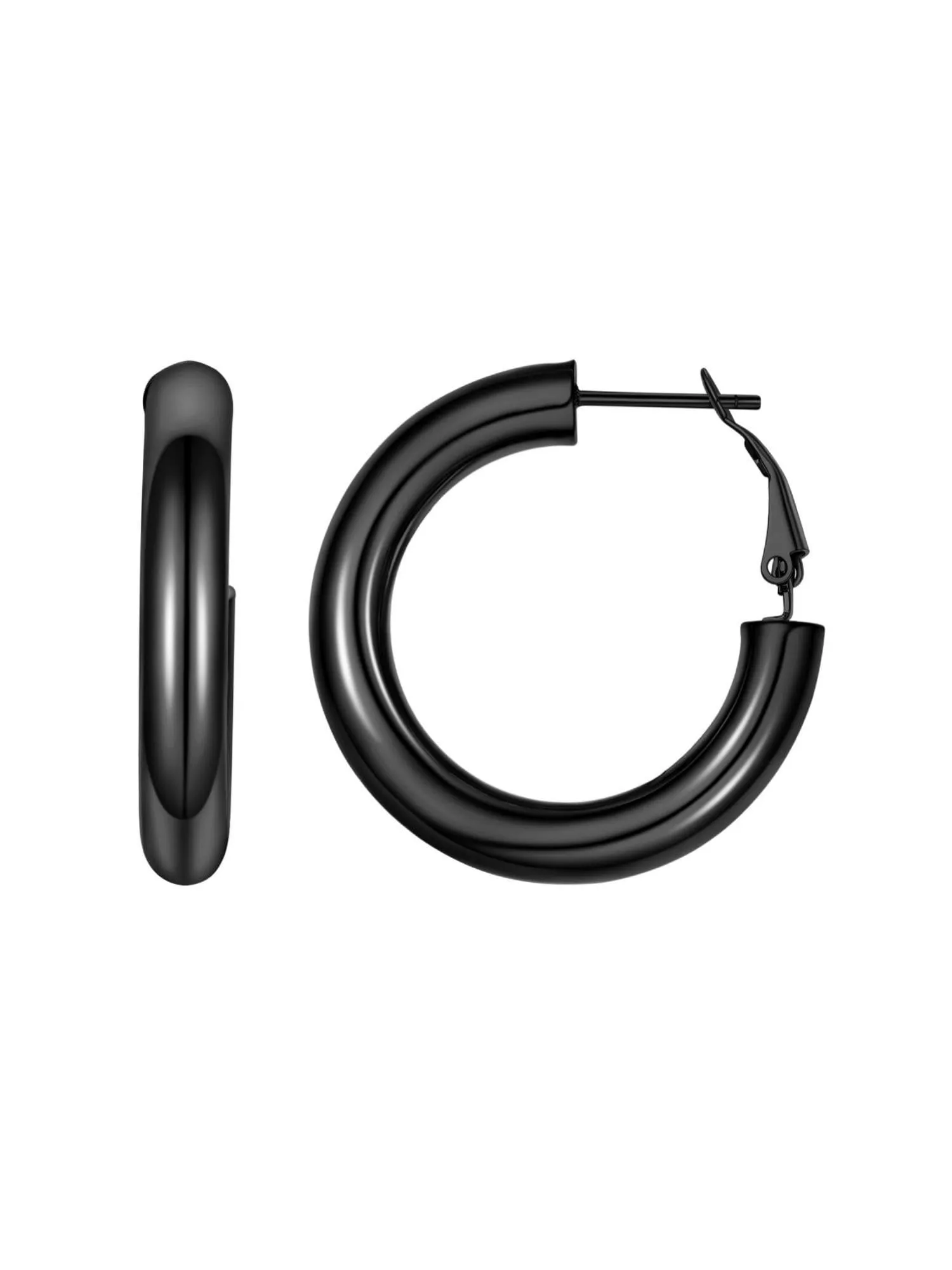 PROSTEEL Orecchini a Cerchio 30mm Nero - immagine 1