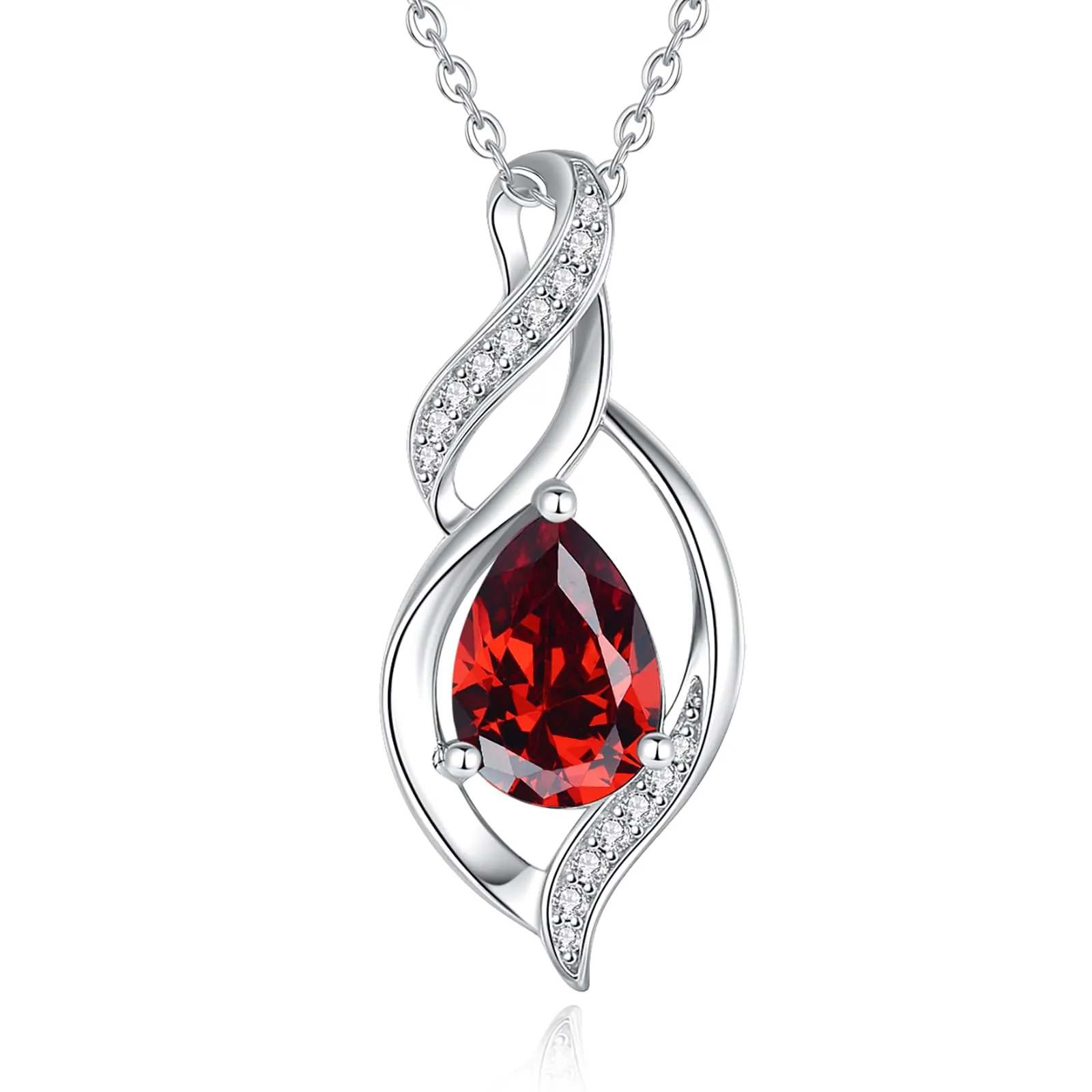 FANCIME Collana in Argento Sterling 925 con Granato Pietra Nascita Gennaio - immagine 1