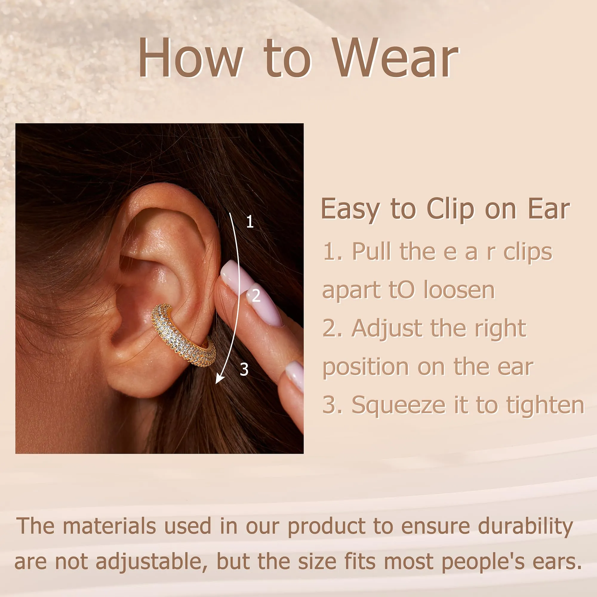 Dochais Non Piercing Chunky Ear Cuff, Hypoallergenic Clip-On Cartilage Earrings for Girls - immagine 4