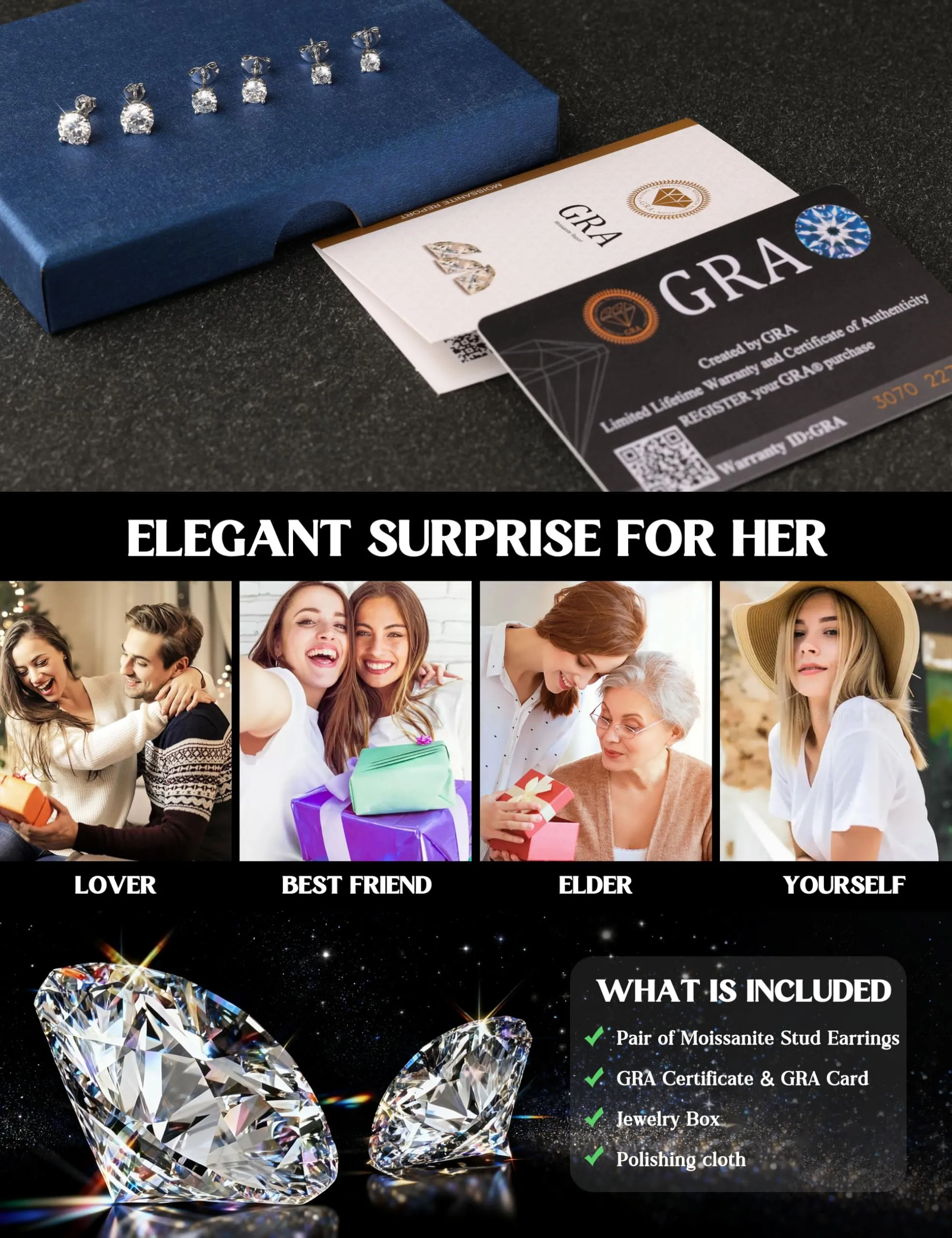 FANCH Orecchini in Moissanite 0.6ct Argento 925 per Donna e Uomo - immagine 5