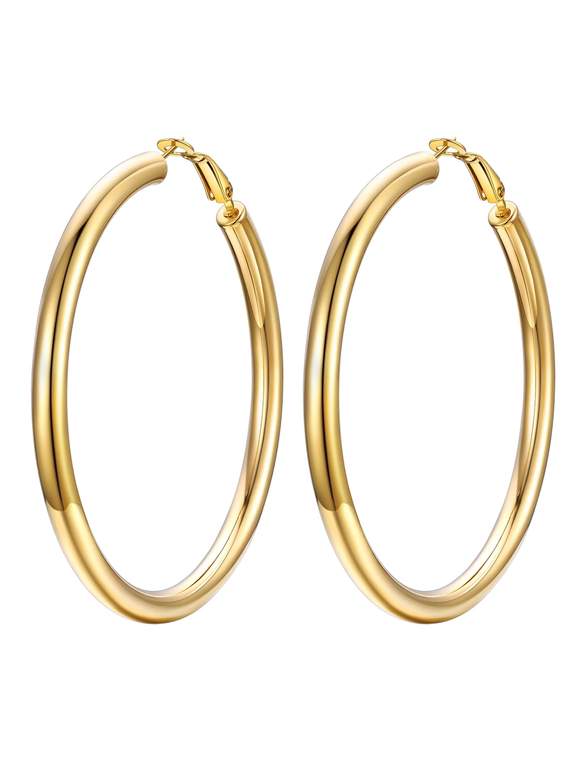 PROSTEEL Orecchini a Cerchio in Oro, 70mm - immagine 1