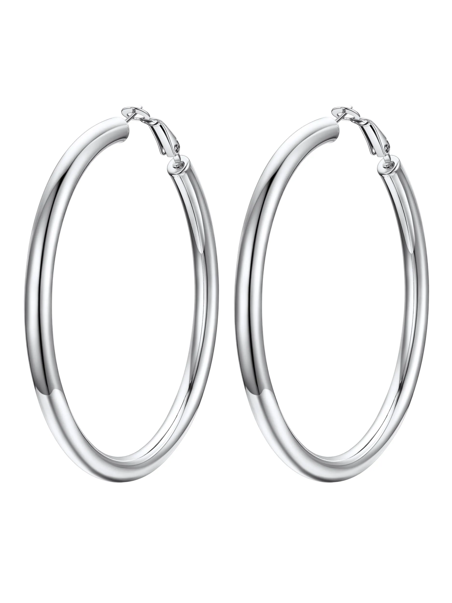 PROSTEEL Orecchini a cerchio da donna, spessore 5 mm, 70 mm, acciaio inox placcato oro 18 carati - immagine 1