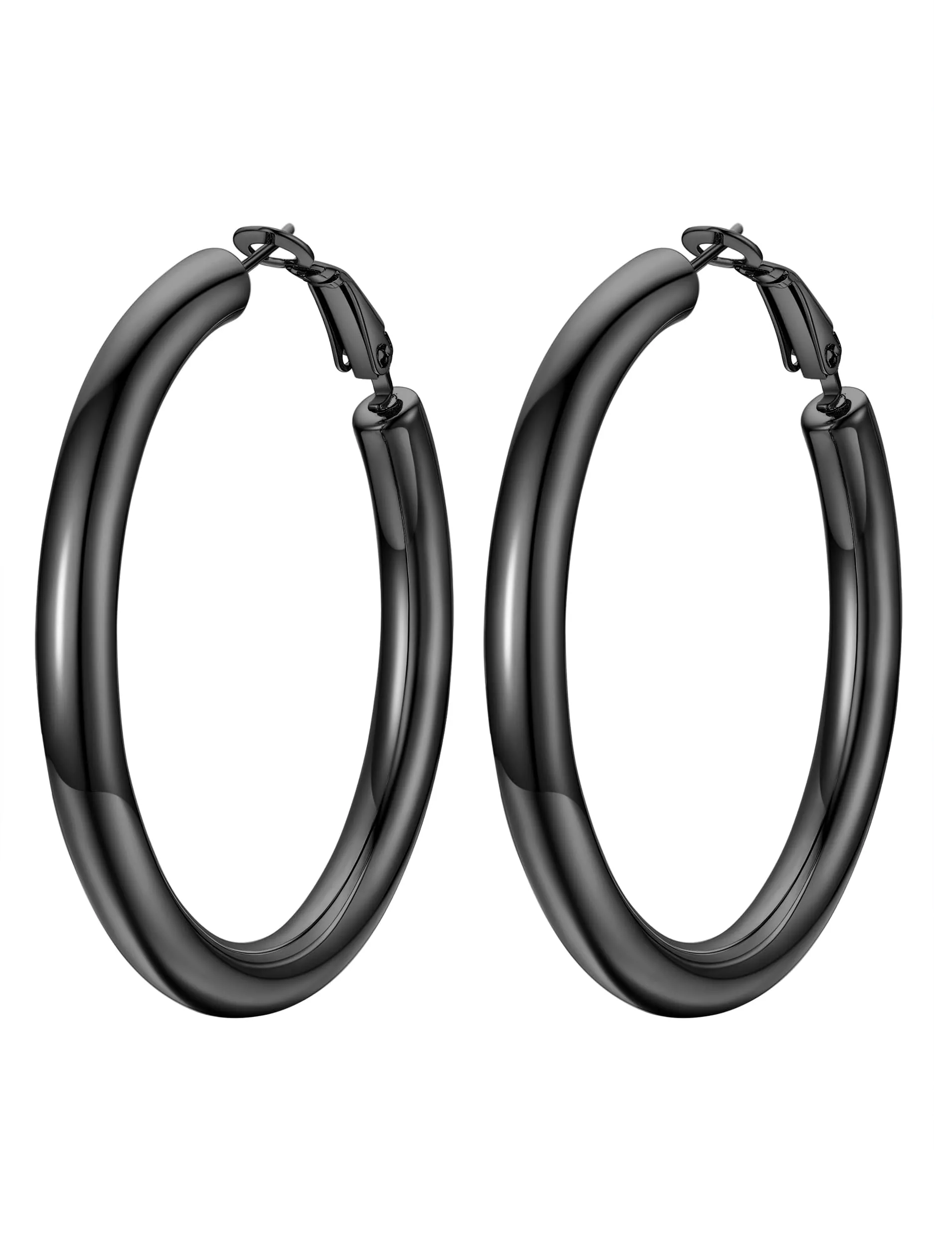 PROSTEEL Orecchini a Cerchio 50mm Nero - immagine 1
