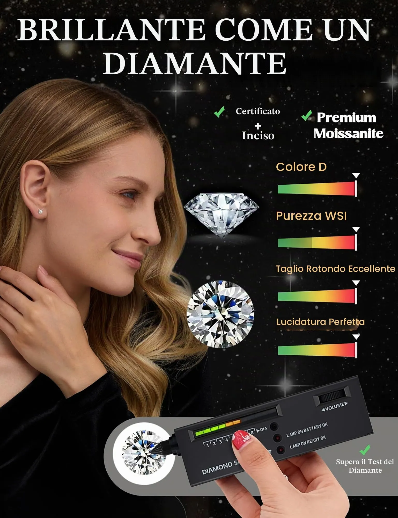 FANCH Orecchini in Moissanite 2.4ct Argento 925 - immagine 4