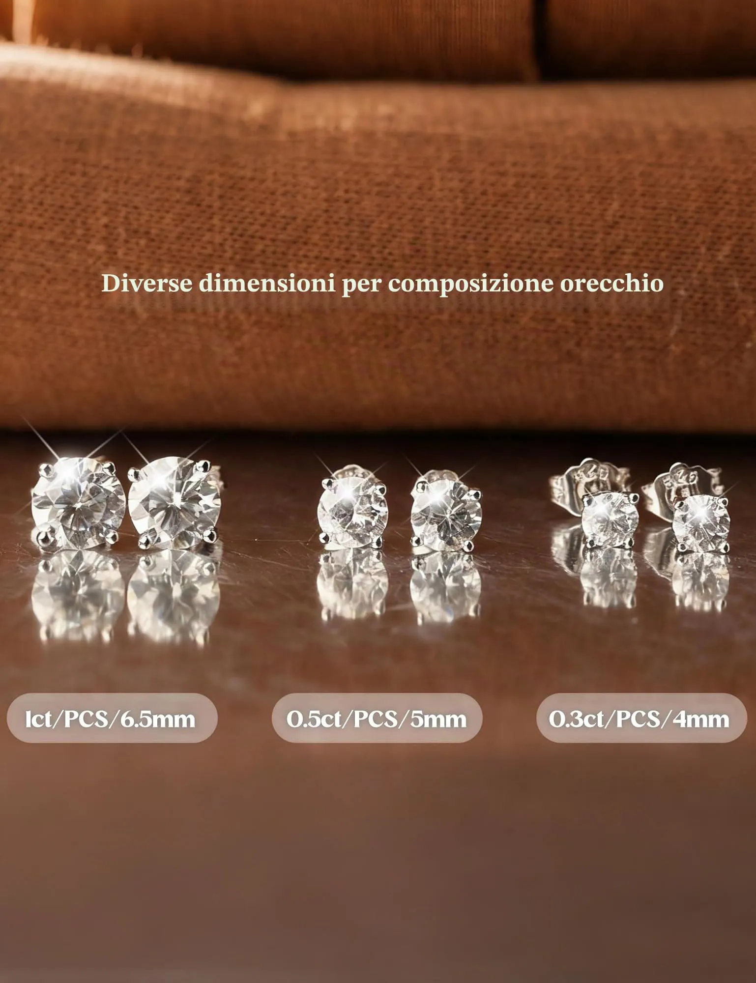 FANCH Orecchini Moissanite 1.6ct Argento 925 Unisex - immagine 6