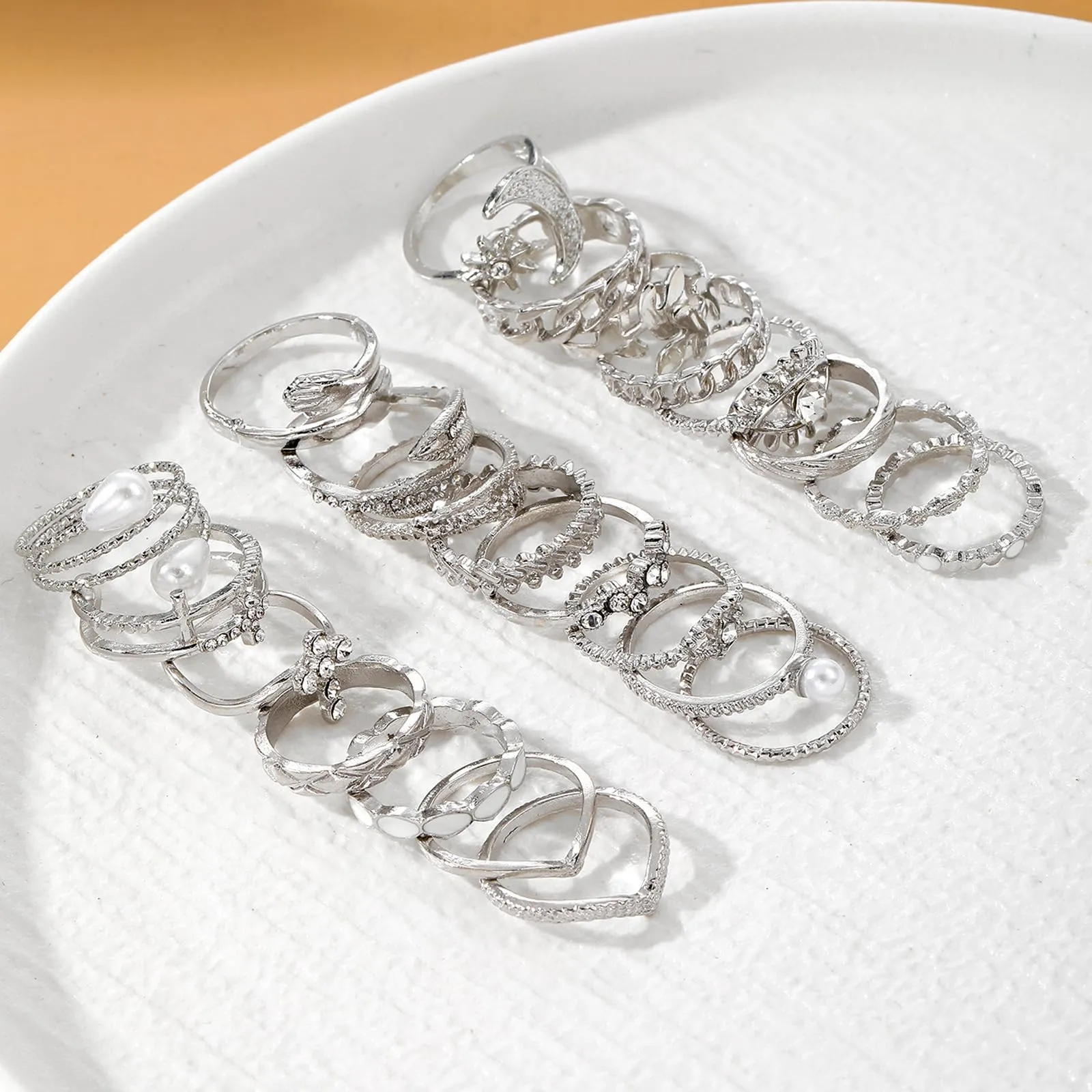 JSTHHTT Set di Gioielli per Donna 45 Pezzi, Argento - immagine 4