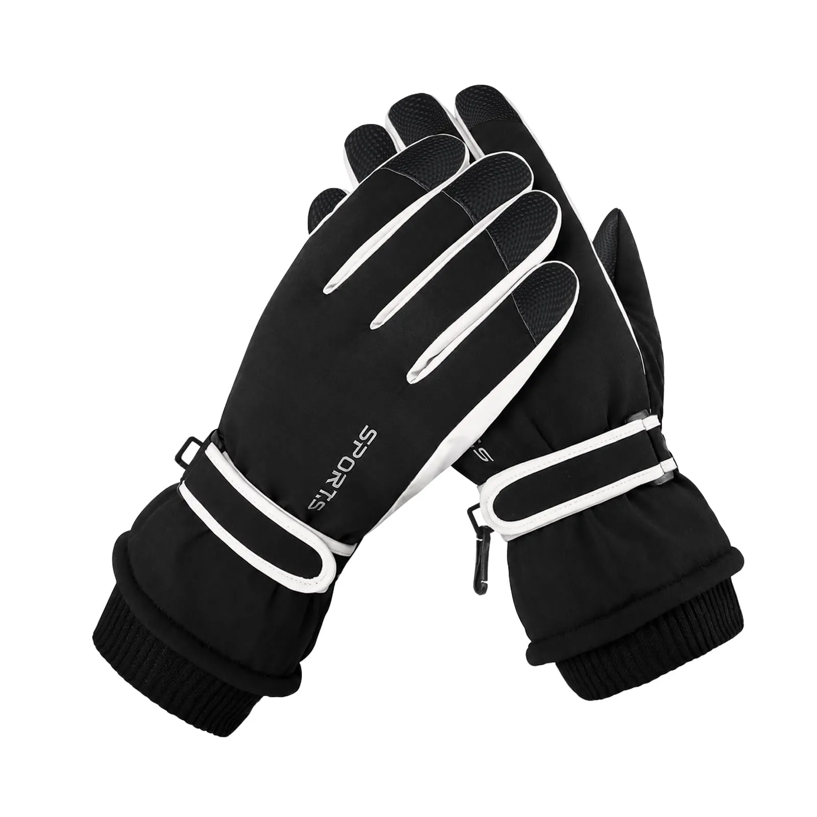 Andiker Guanti da sci invernali da donna, impermeabili, touchscreen, antiscivolo (Bianco e Nero, Taglia unica) - immagine 1