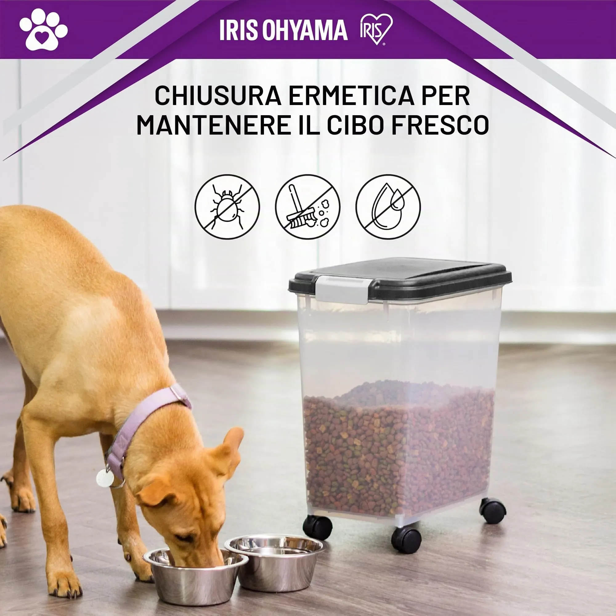 Iris Ohyama Contenitore per Crocchette Ermetico MP-8 & MP-1, 35L, Nero - immagine 4