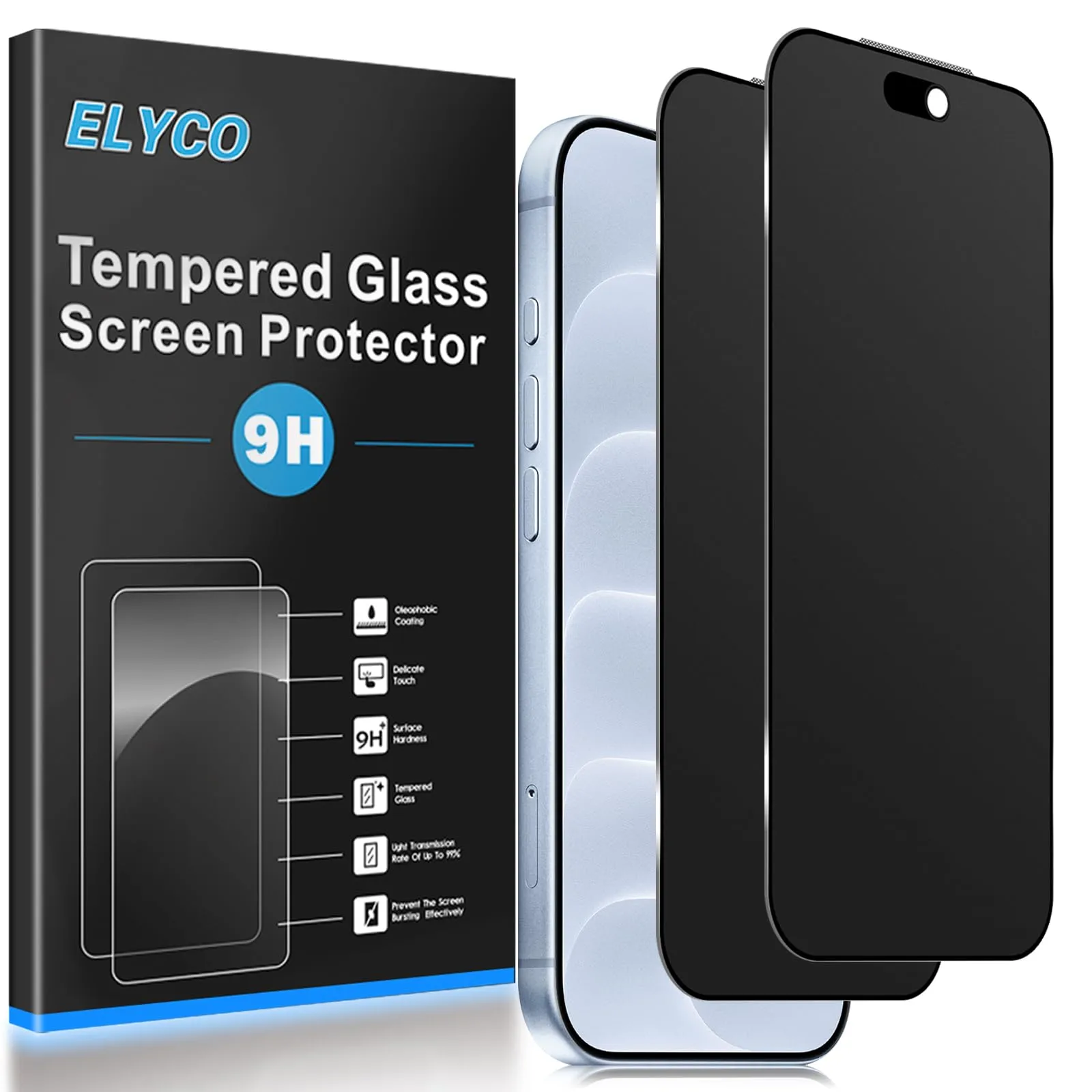 ELYCO Vetro Temperato Privacy Opaca per iPhone 18 Pro, 2 Pezzi - immagine 1