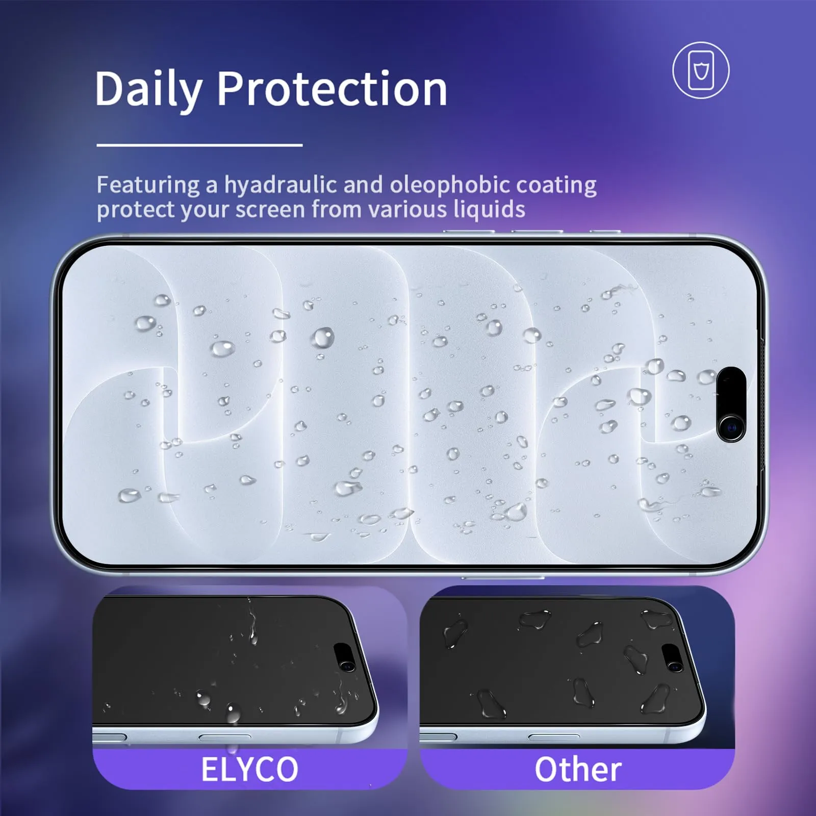 ELYCO Vetro Temperato Privacy Opaca per iPhone 18 Pro, 2 Pezzi - immagine 4