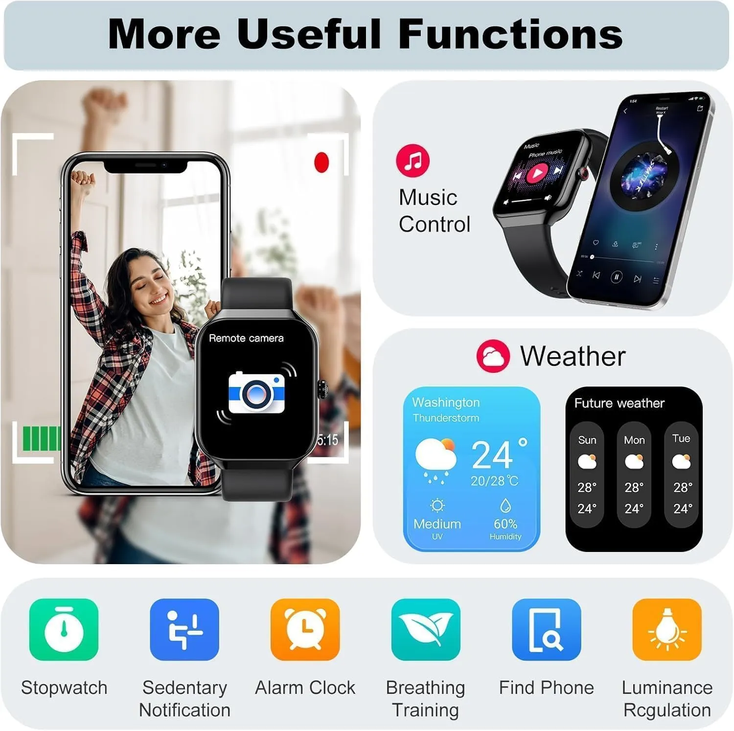 Matast Smartwatch 1.91" per Uomo e Donna, Chiamate Bluetooth, 100+ Modalità Sportive, Fitness Tracker, Cardiofrequenzimetro, Sonno, IP68 per Android e iOS - immagine 2