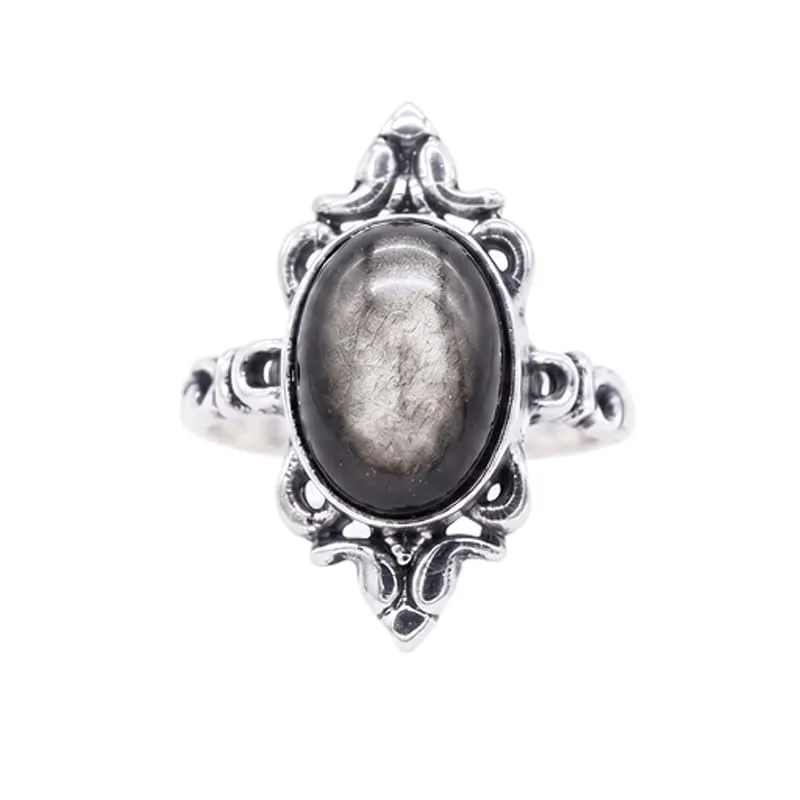 Generico Anello Regolabile in Ossidiana Silver Vintage - immagine 1