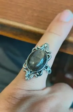 Generico Anello Regolabile in Ossidiana Silver Vintage - immagine 2