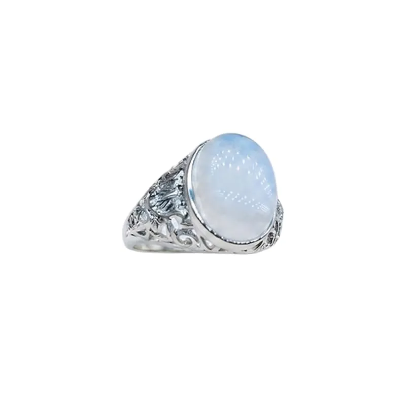Generico Anello Regolabile in Pietra di Luna - Labradorite Bianca per Uomo - immagine 1