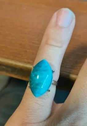Generico Anello Regolabile in Apatite Mandorla in Pietra Dura Naturale - immagine 2