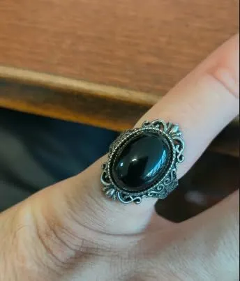Generico Anello Regolabile in Onice Nero Vintage - immagine 2