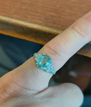 Generico Anello Regolabile in Fluorite Sfaccettata e Ottone Argentato - immagine 2