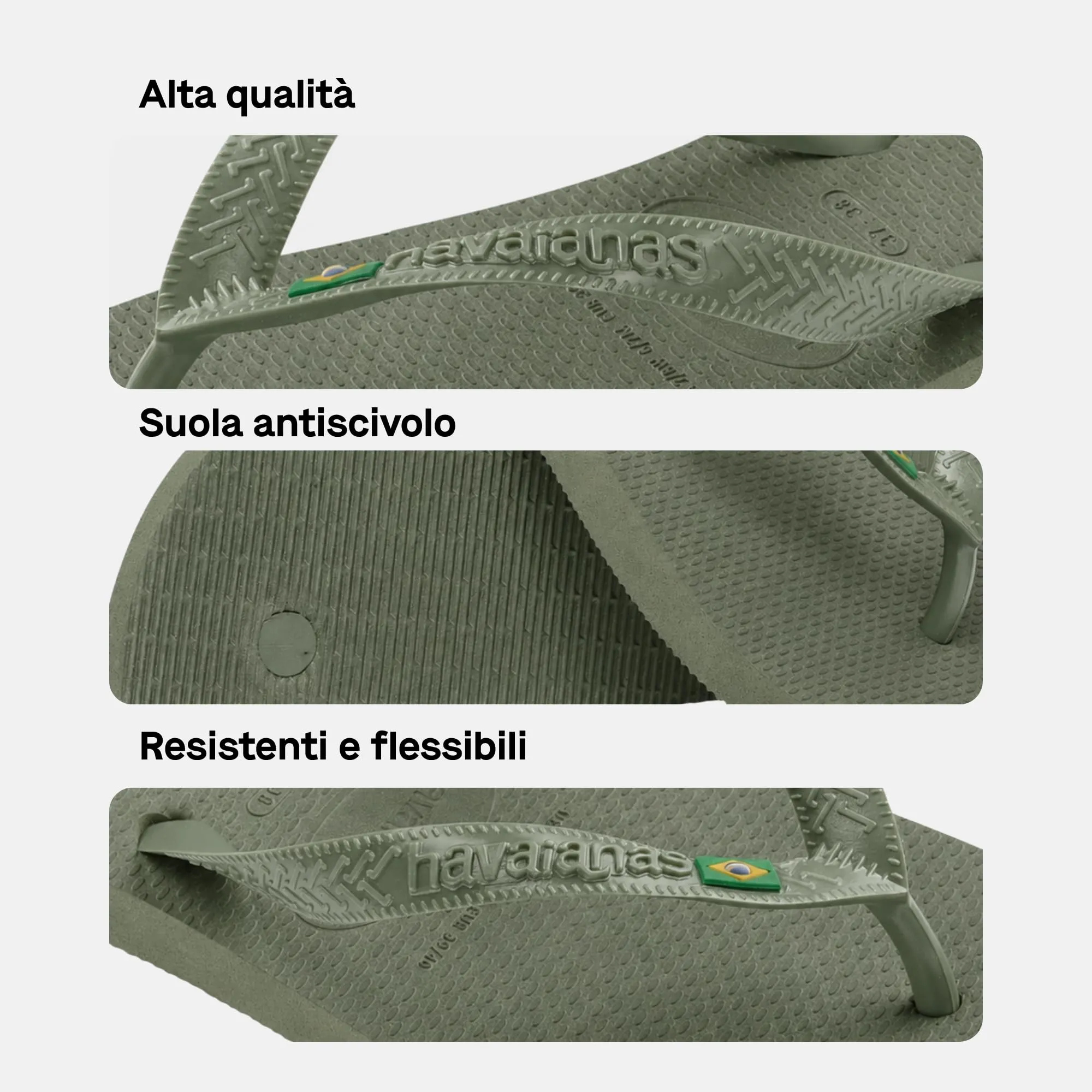 Havaianas Top Brasil Unisex Flip Flops - Olive Green - 39 EU - immagine 6
