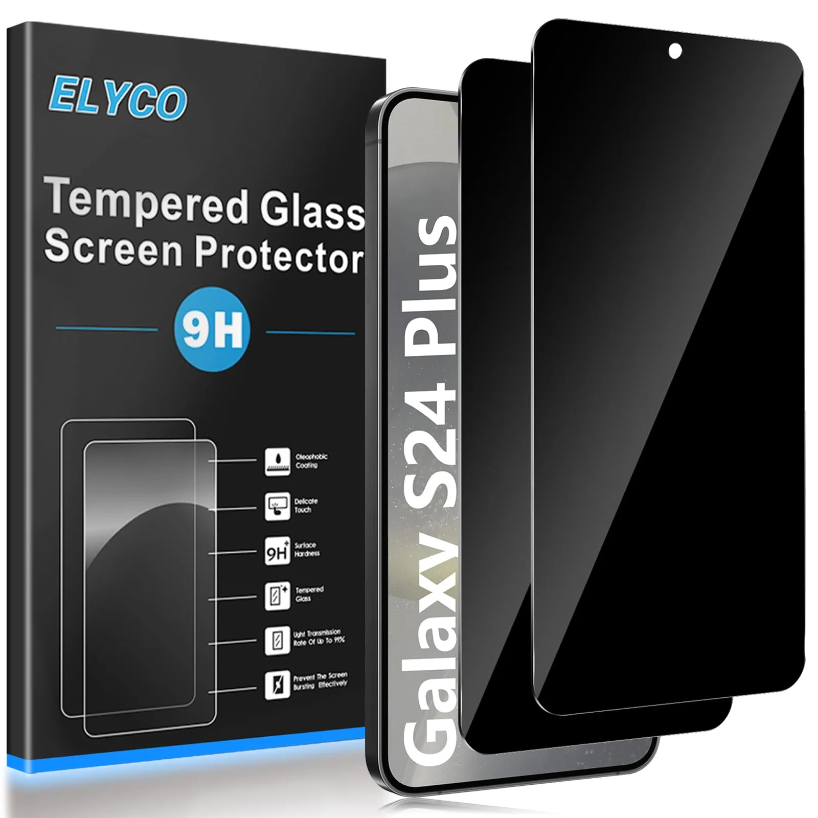 ELYCO Vetro Temperato Privacy per Samsung Galaxy S24 Plus / S25 Plus, 2 Pezzi - immagine 1